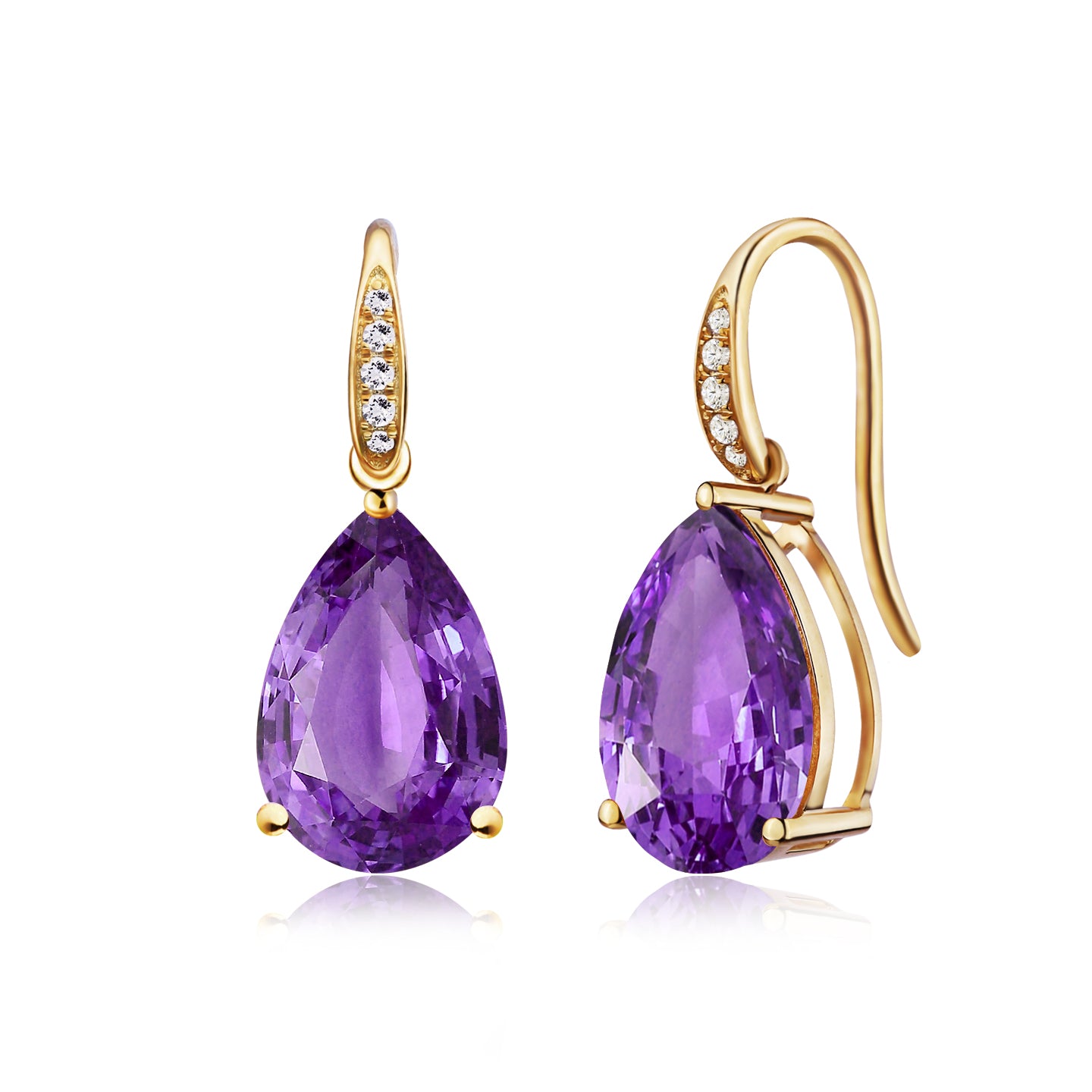 Radiant Pear Amethyst Diamond Pearl Convertible Drop Earrings