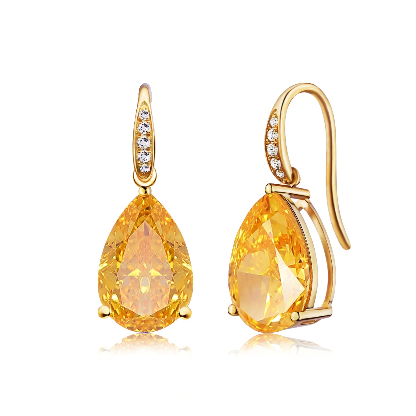 Radiant Pear Citrine Diamond Drop Earrings