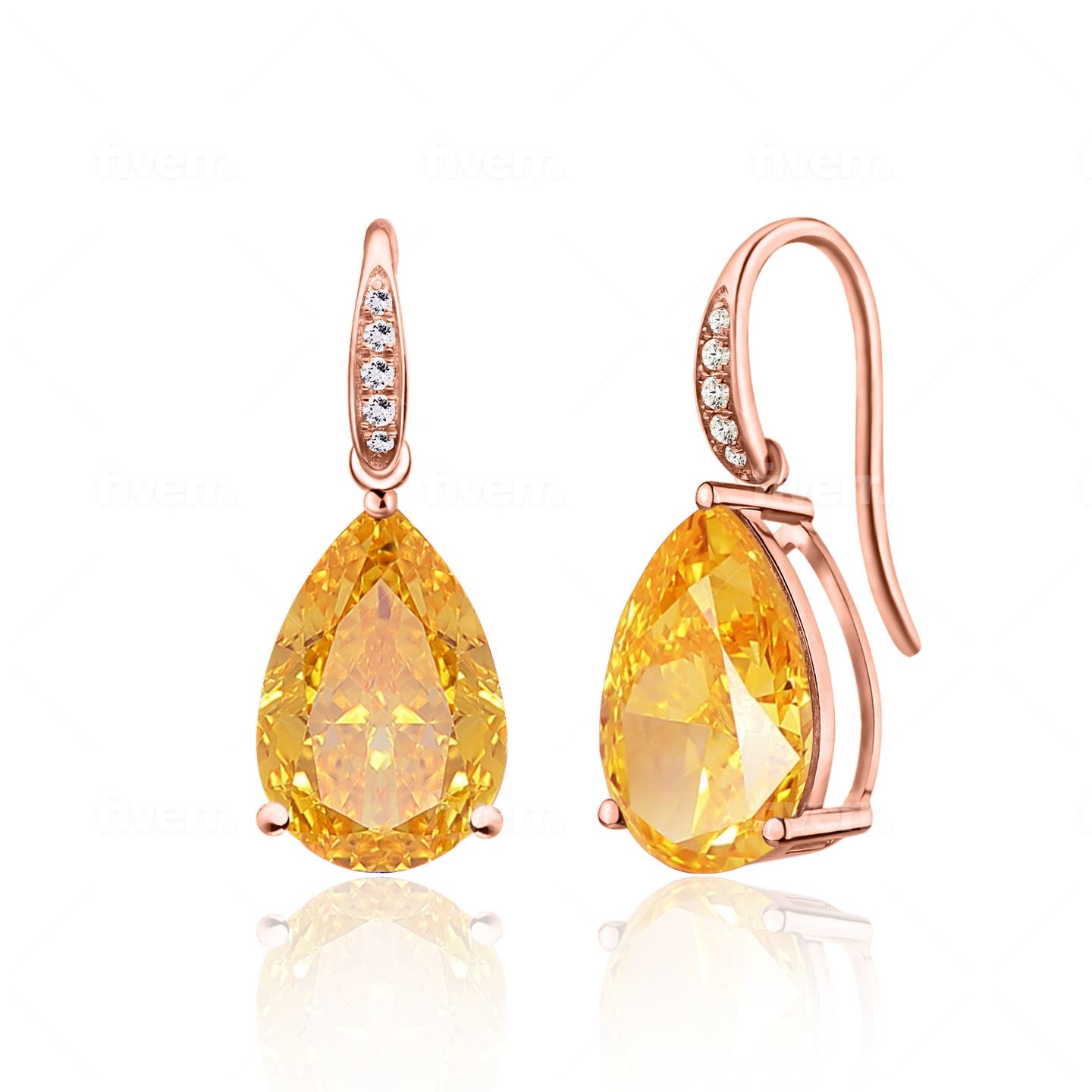 Radiant Pear Citrine Diamond Drop Earrings