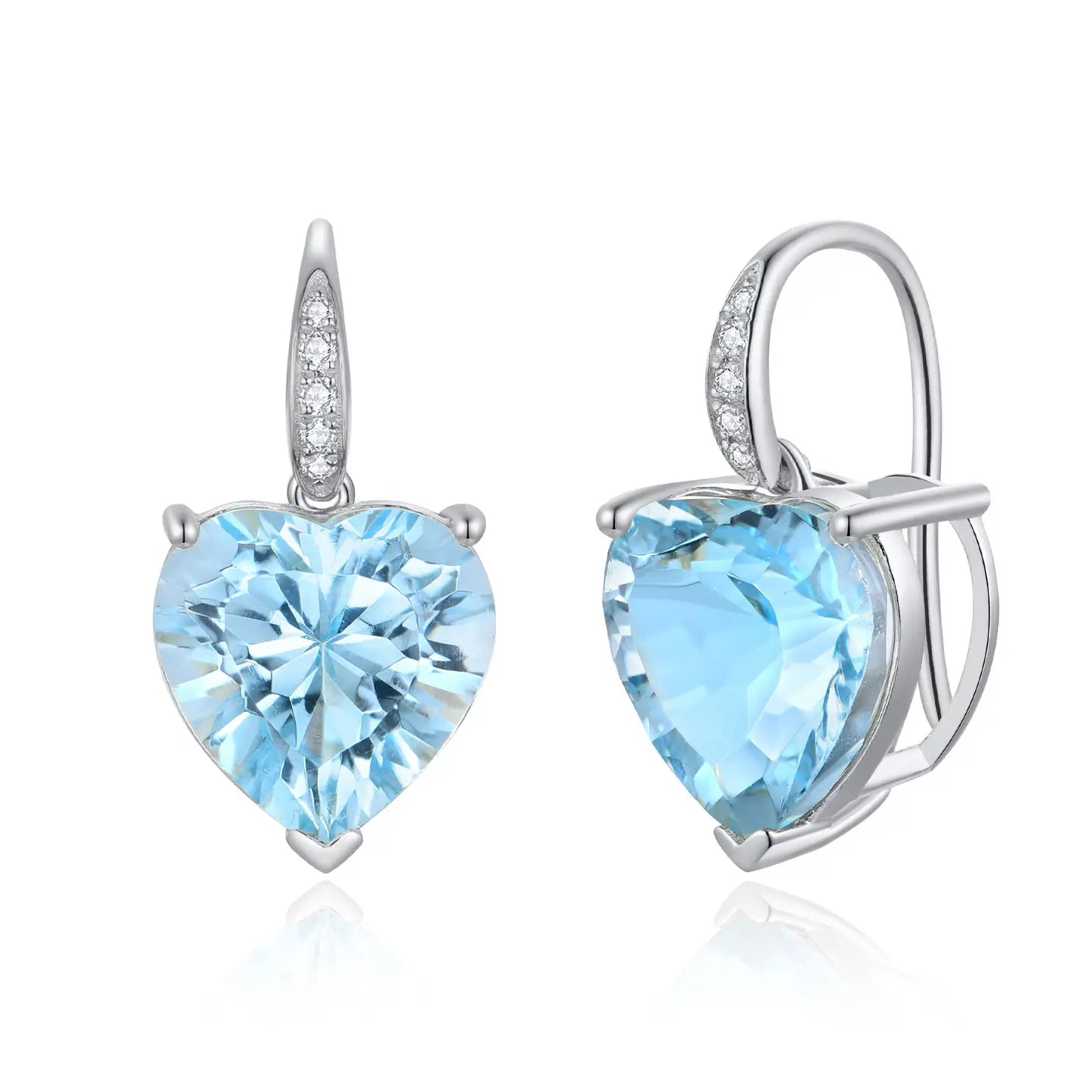 Radiant Heart Topaz Diamond Drop Earrings