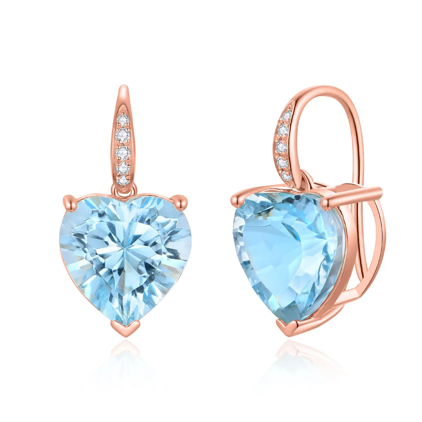 Radiant Heart Topaz Diamond Drop Earrings
