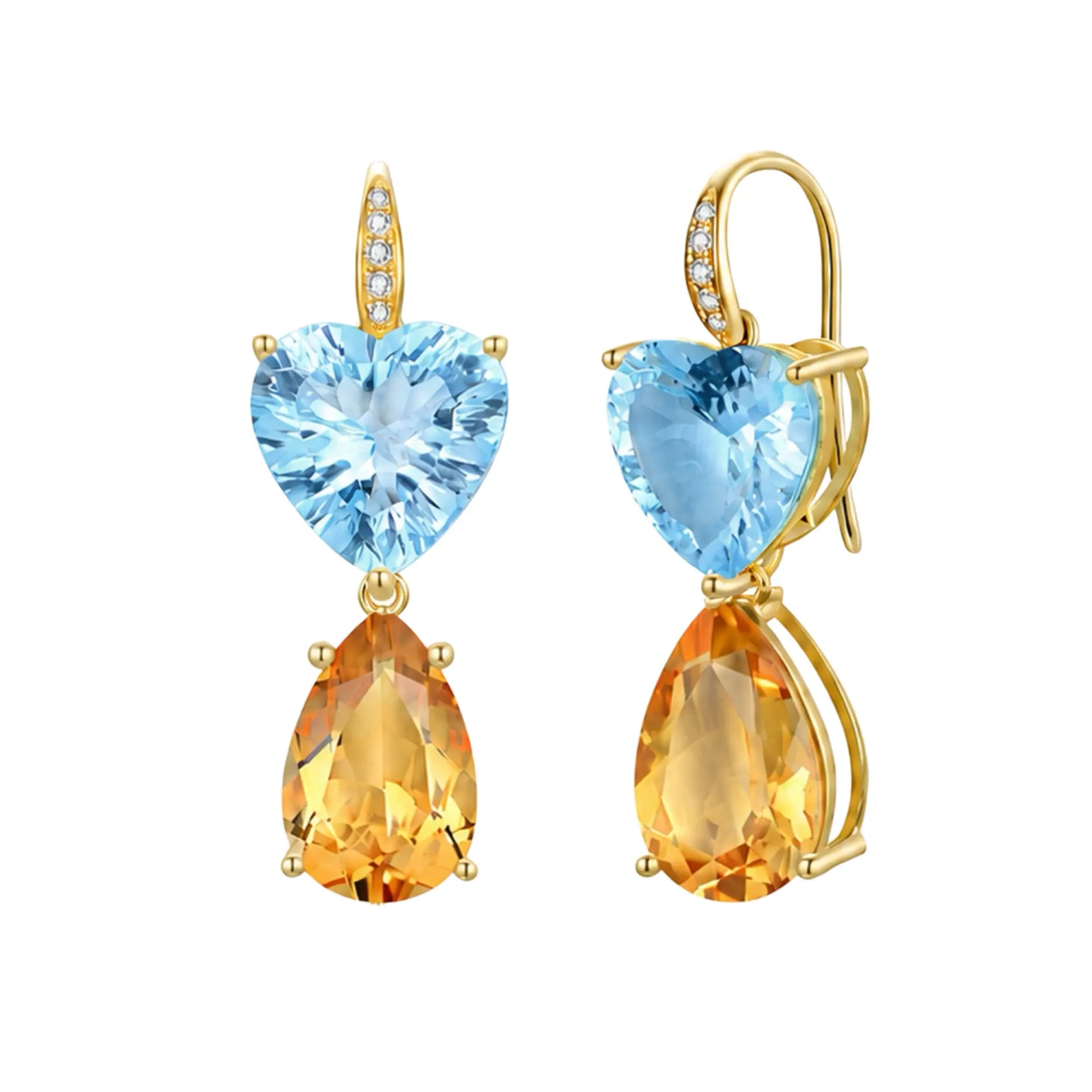 GemFusion Topaz Citrine Diamond Baroque Pearl Convertible Drop Earrings