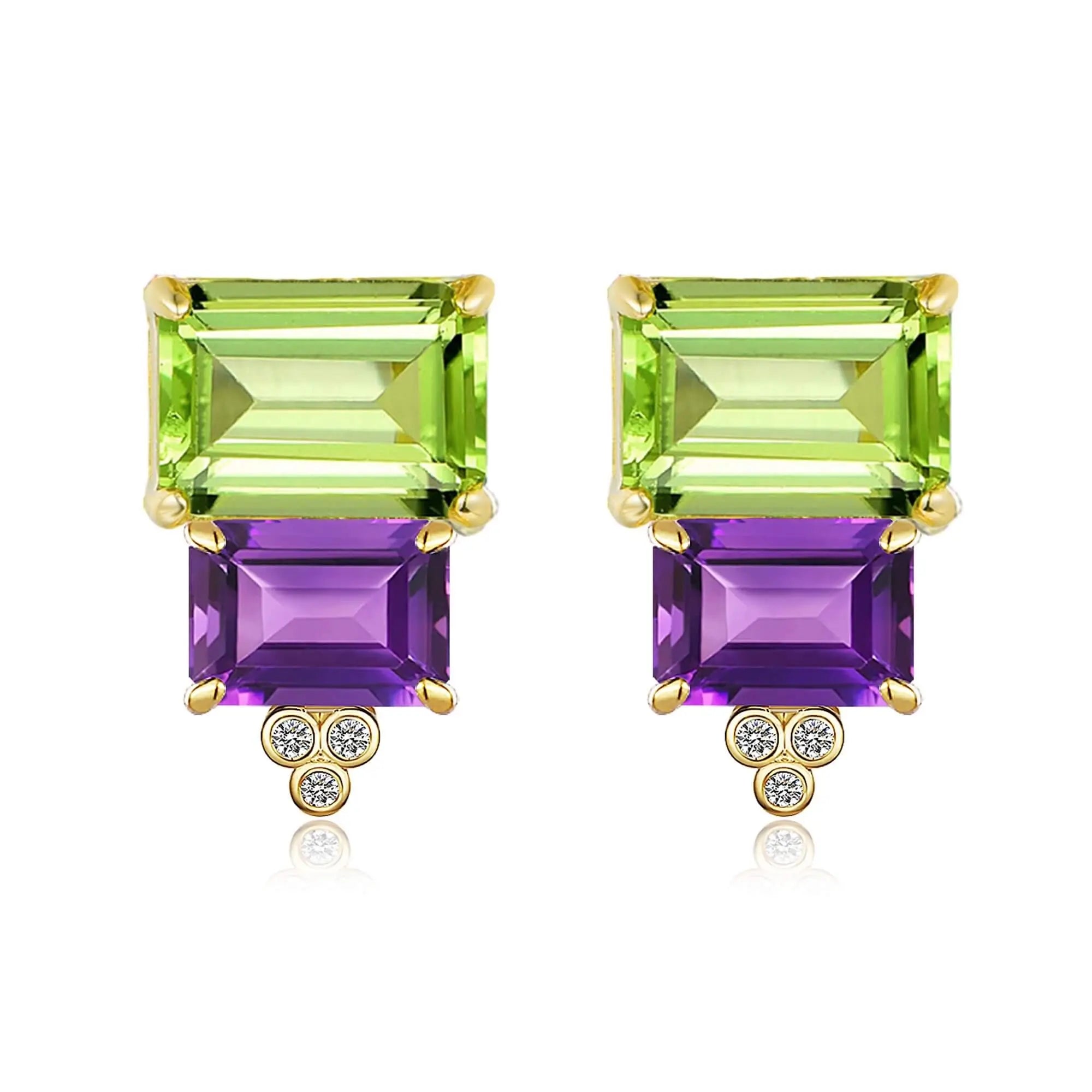 Fortune Peridot Amethyst Diamond Earrings