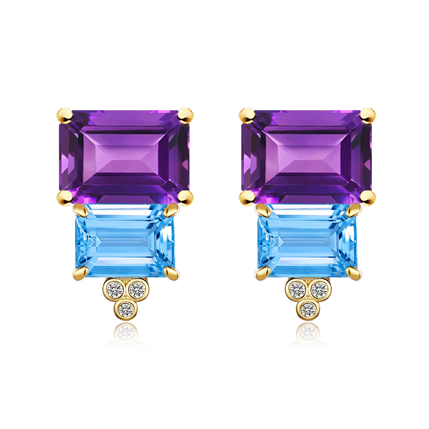 Fortune Amethyst Topaz Diamond Earrings
