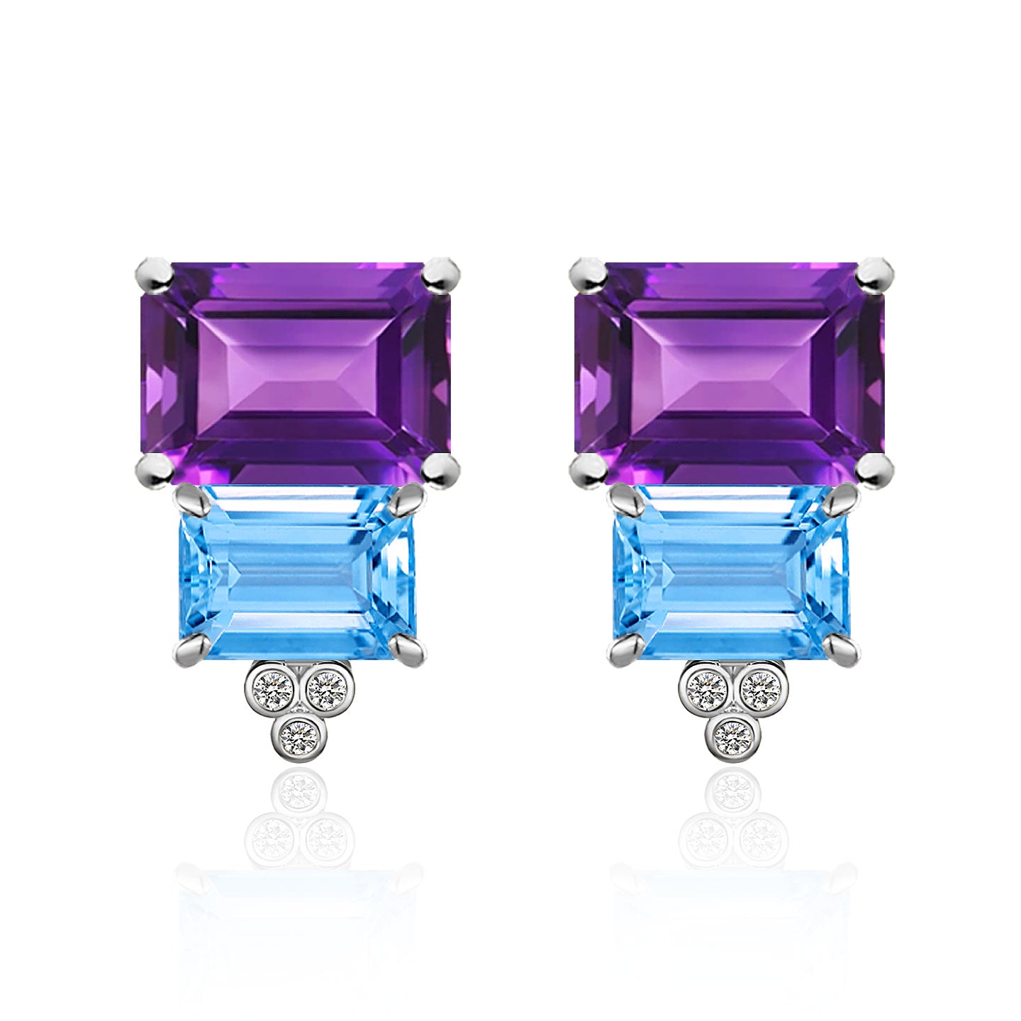 Fortune Amethyst Topaz Diamond Earrings