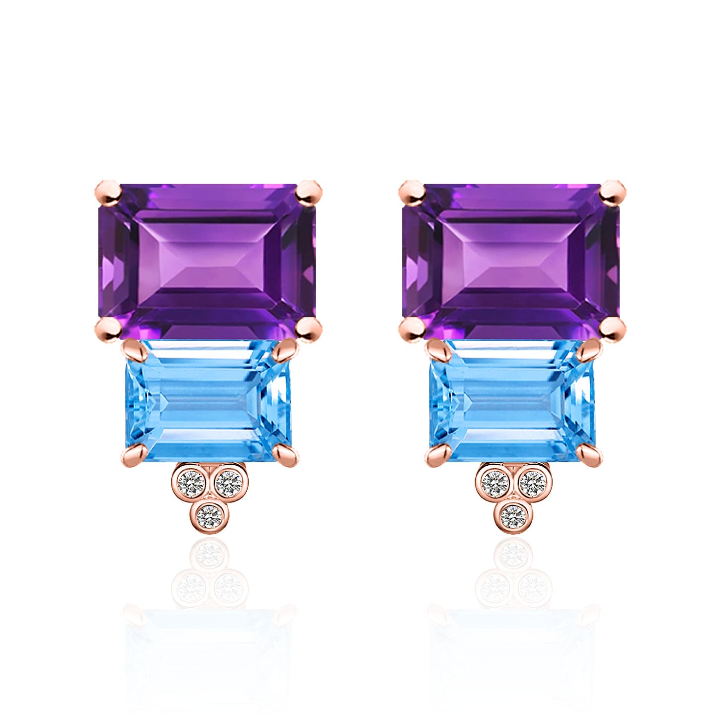 Fortune Amethyst Topaz Diamond Earrings