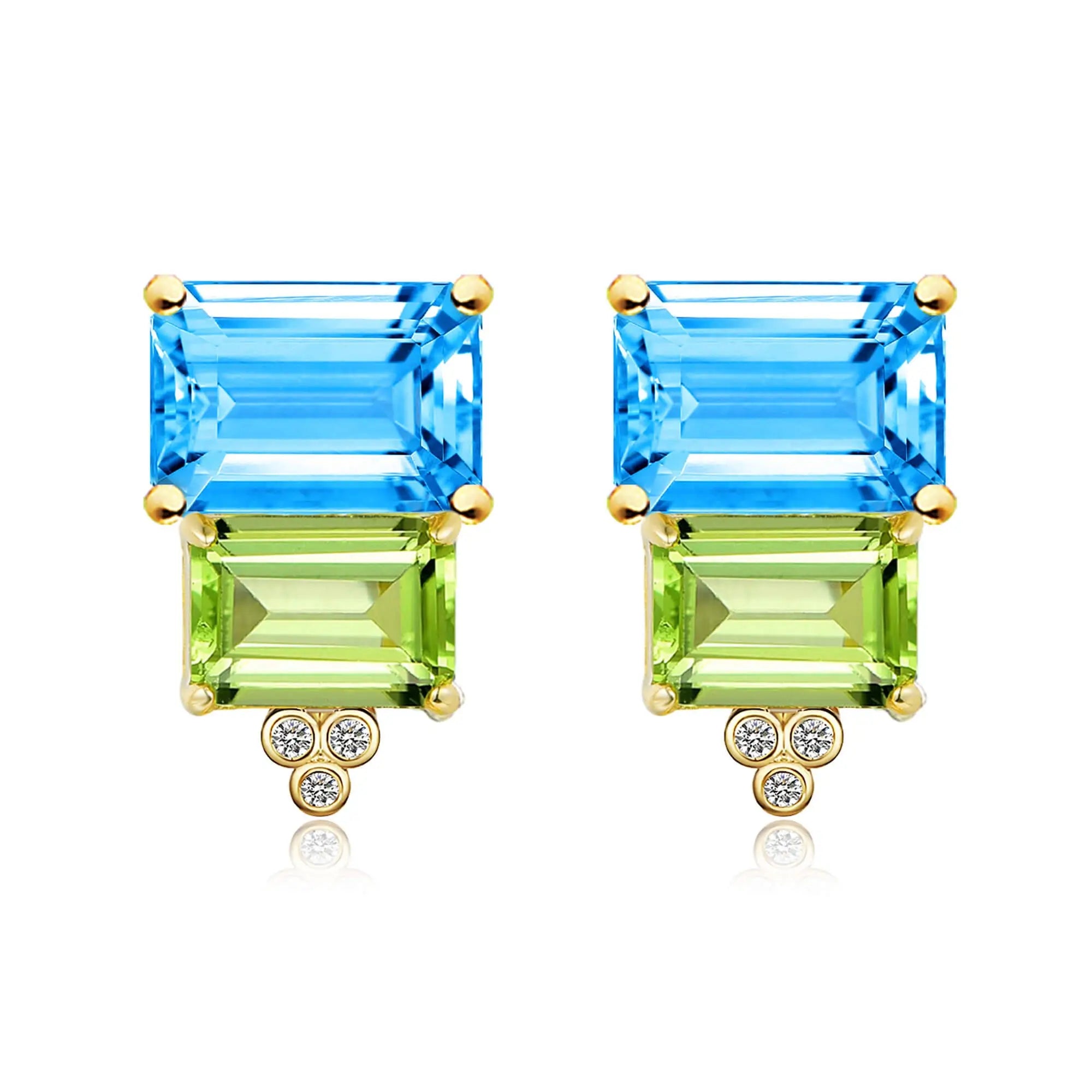 Fortune Topaz Peridot Diamond Earrings