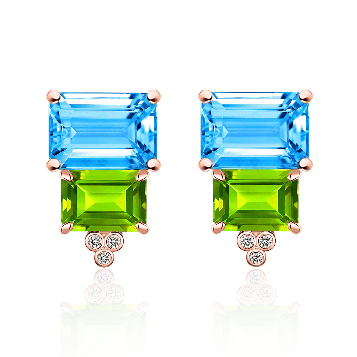 Fortune Topaz Peridot Diamond Earrings
