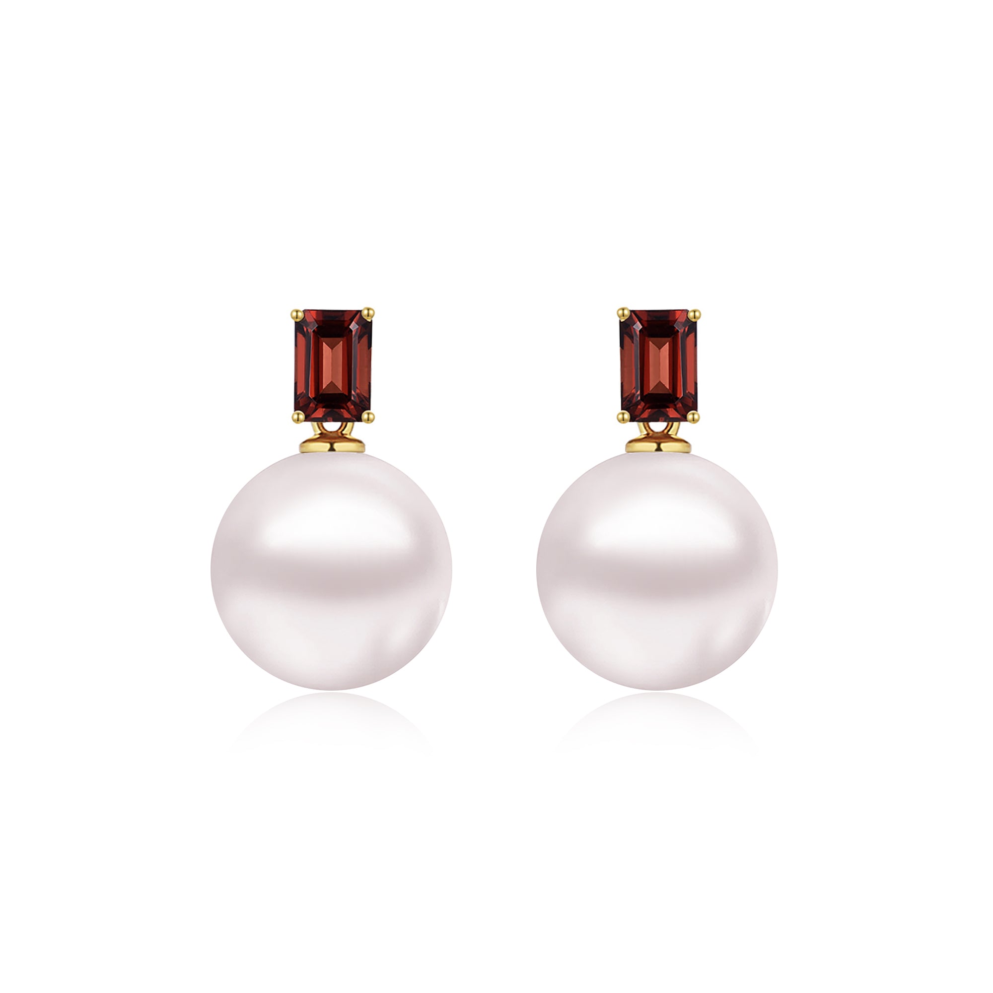 14k yellow gold Venus Natural Garnet 10-11 mm Cultured Pearl Convertible Drop Earrings