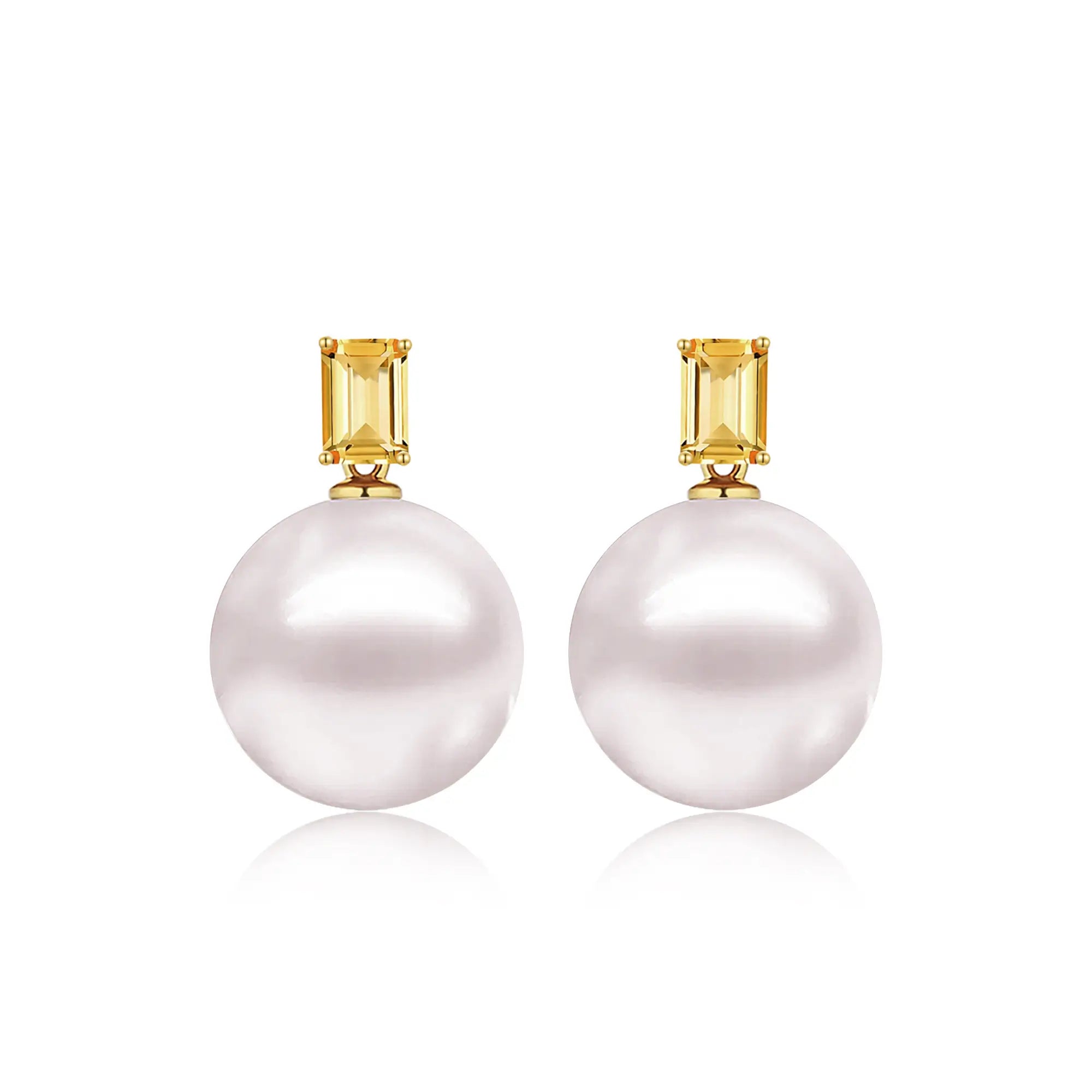 14k yellow gold Venus Natural Citrine 12-13 mm cultured Pearl Convertible Drop Earrings