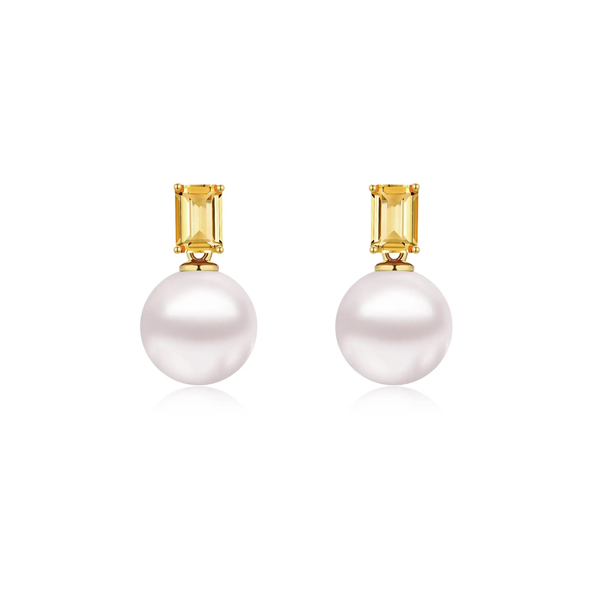 14k yellow gold Venus Natural Citrine 8-9mm cultured Pearl Convertible Drop Earrings