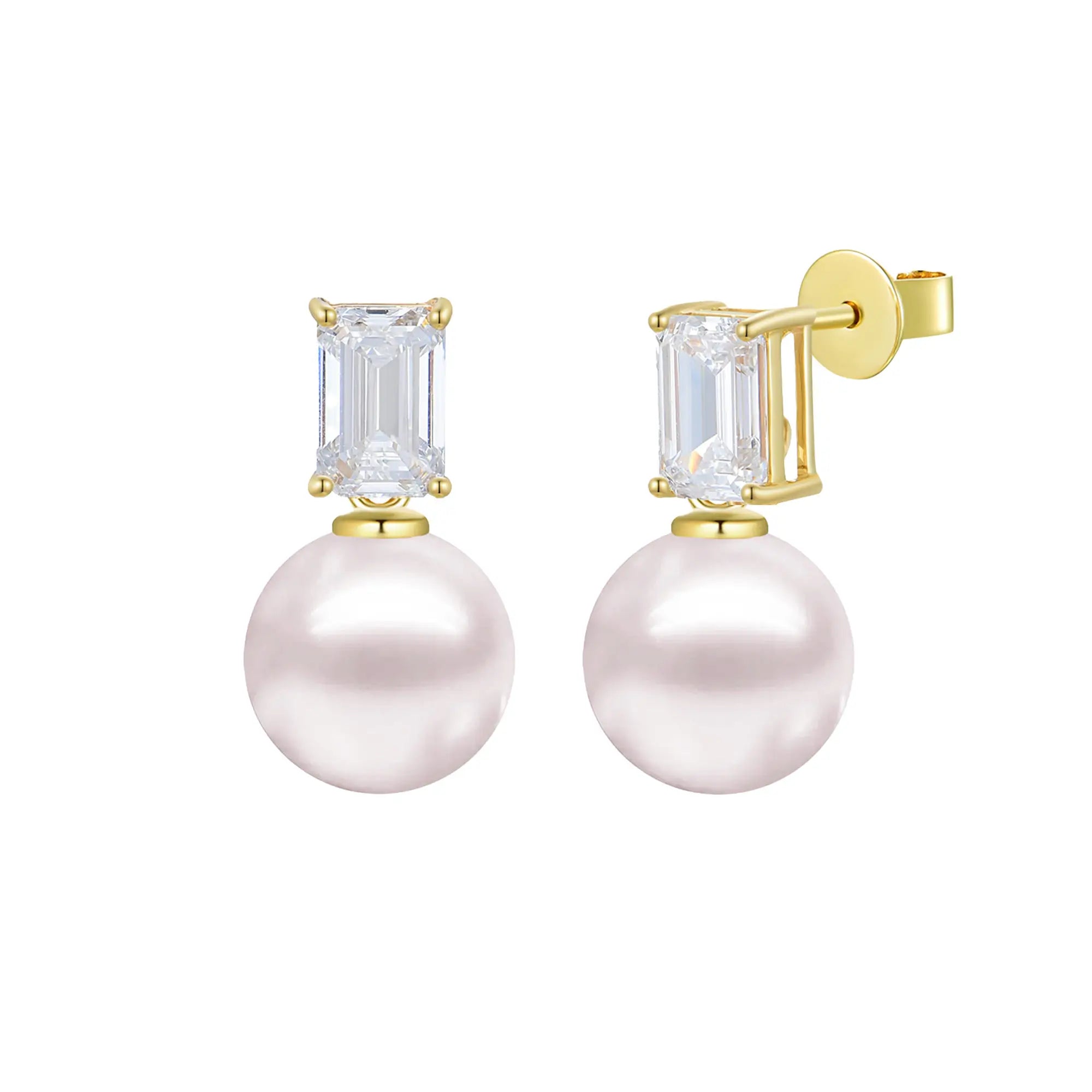 Fortune Lab Grown Diamond 8-9mm Pearl Convertible Drop Earrings 14K YELLOW GOLD