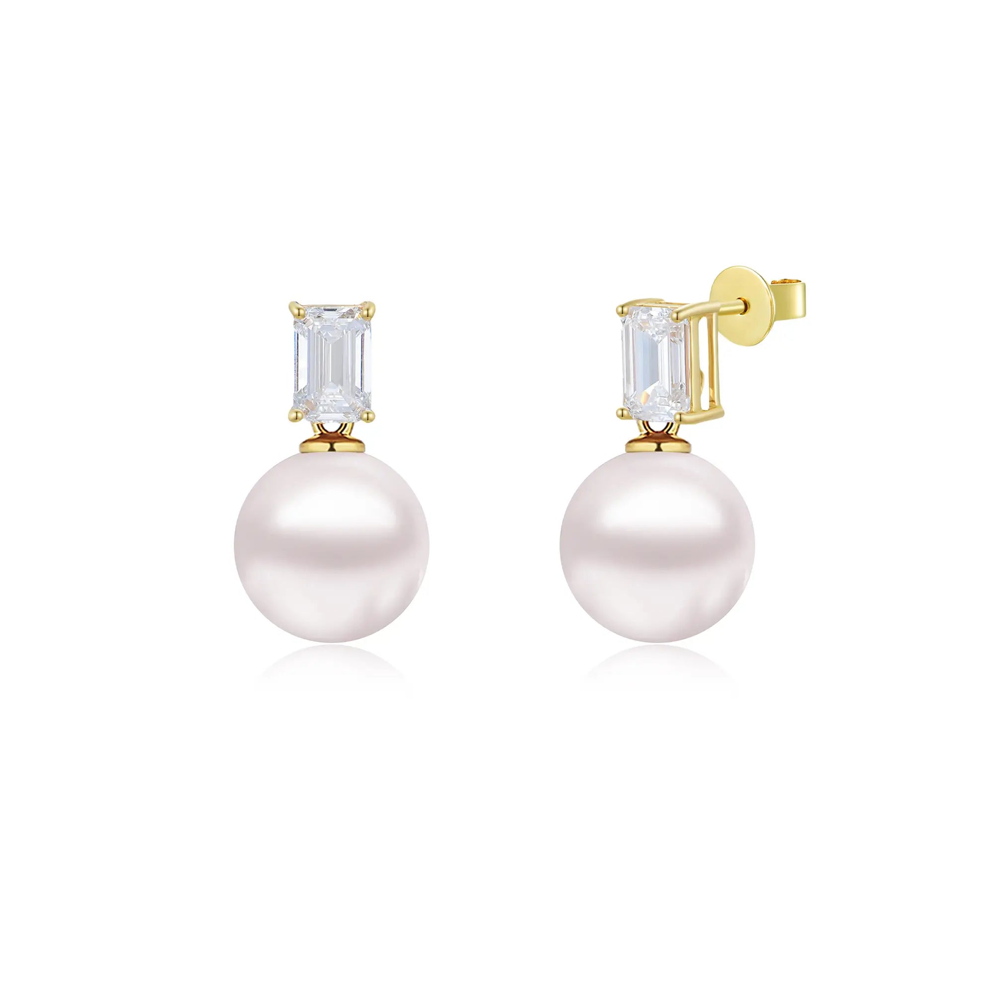 14k yellow gold Venus Lab Grown Diamond 8-9mm Pearl Convertible Drop Earrings