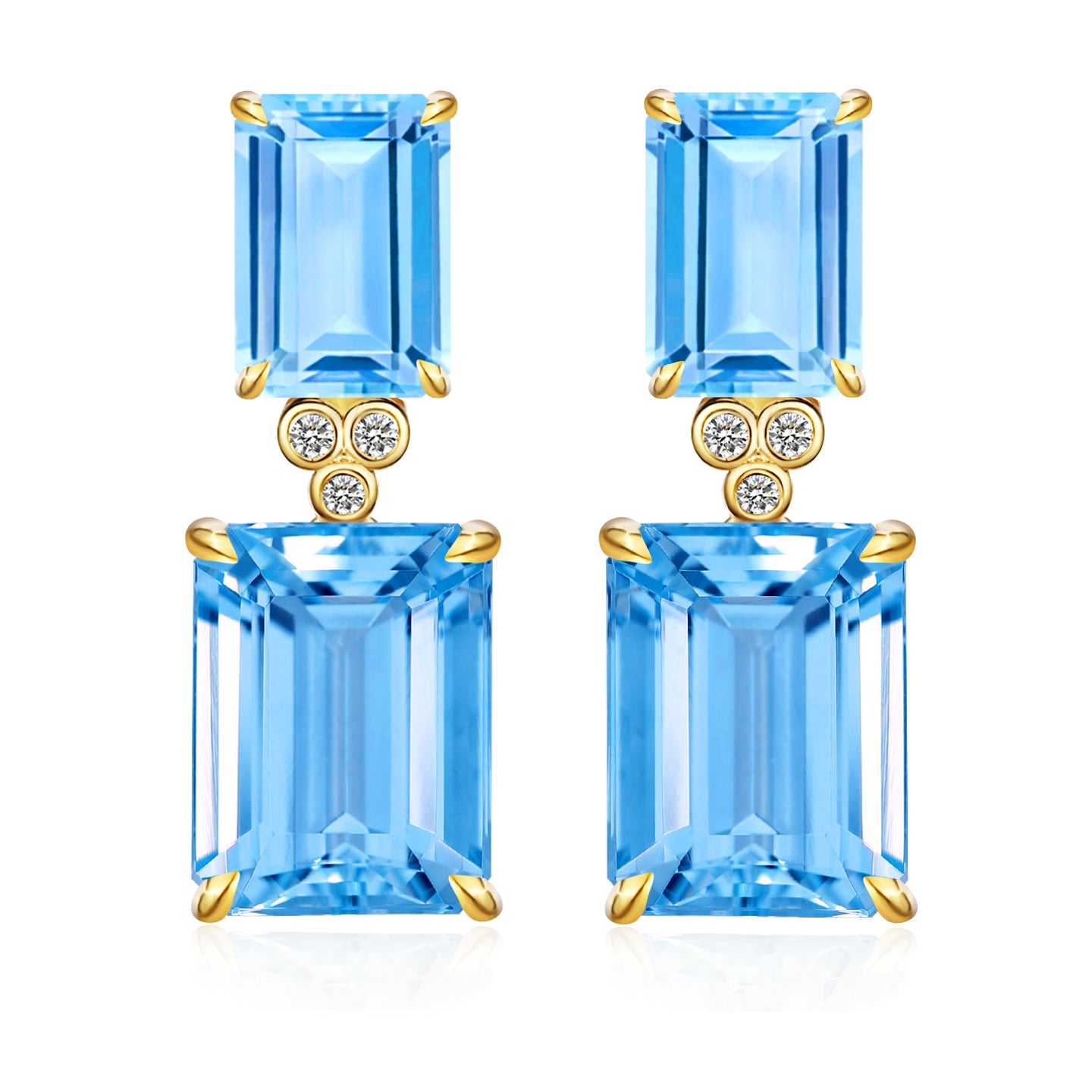 Divina Emerald-Cut Topaz Diamond Pearl Convertible Drop Earrings