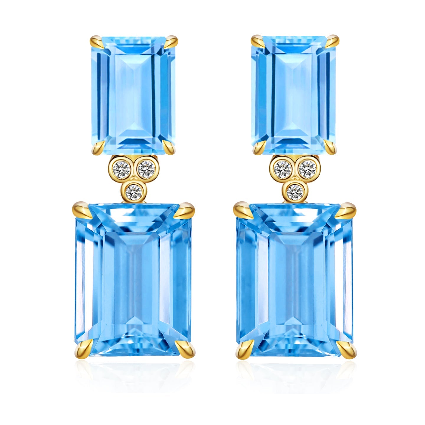 Divina Emerald-Cut Topaz Diamond Baroque Pearl Convertible Drop Earrings