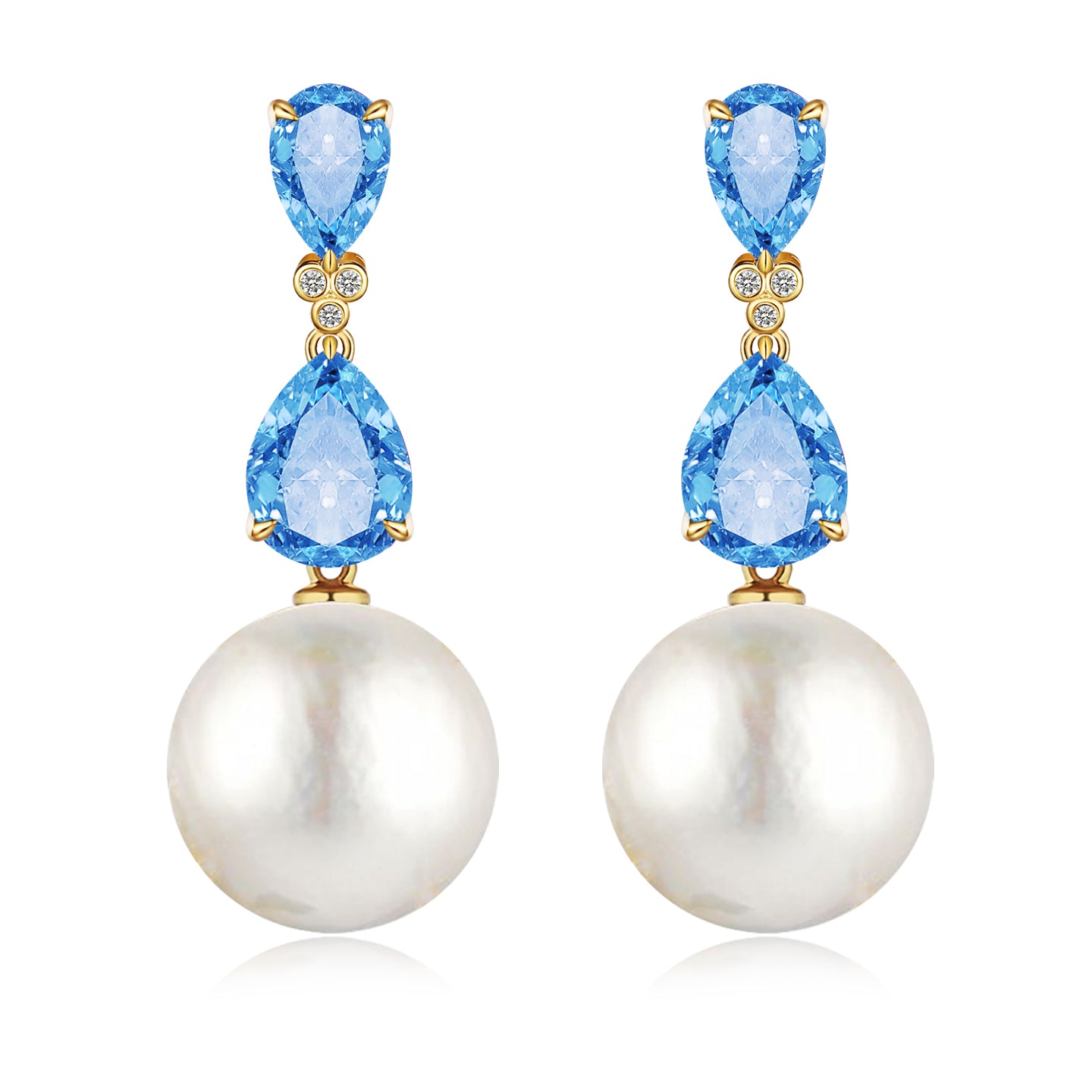 Divina Pear Topaz Diamond Pearl Convertible Drop Earrings