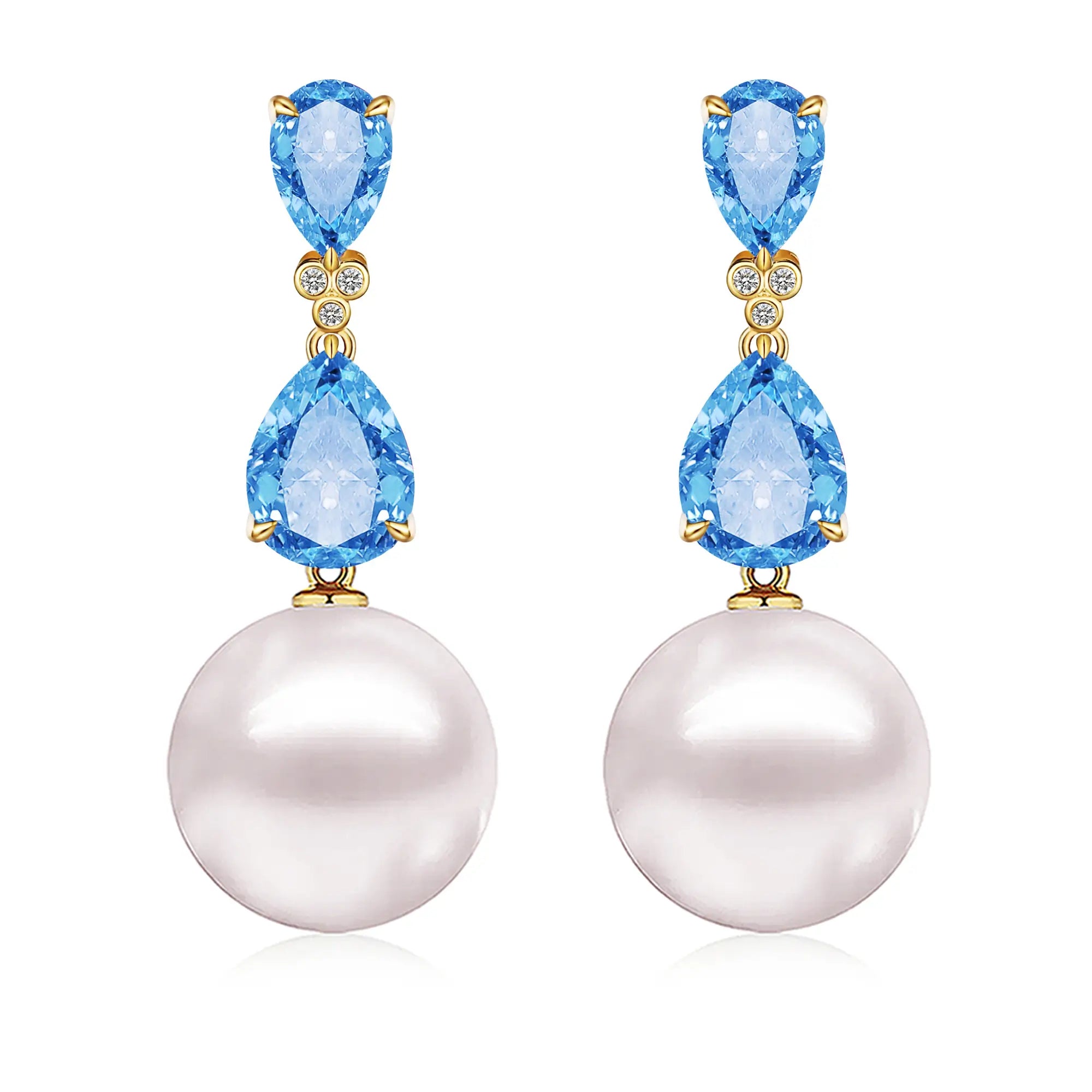 Divina Pear Topaz Diamond Pearl Convertible Drop Earrings