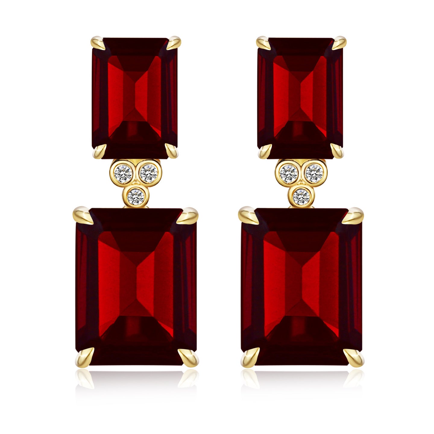 Divina Emerald-Cut Garnet Diamond Baroque Pearl Convertible Drop Earrings