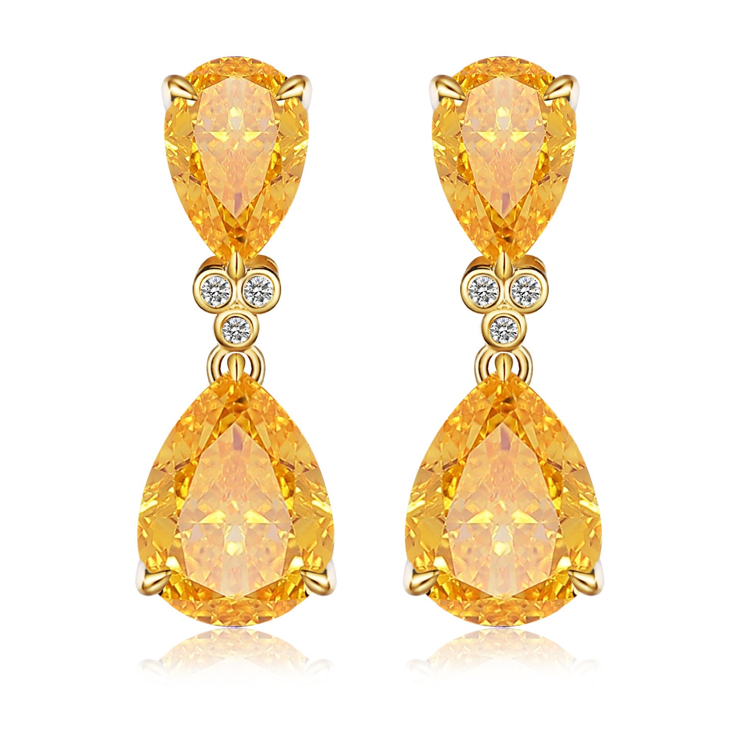 Divina Pear Citrine Diamond Pearl Convertible Drop Earrings