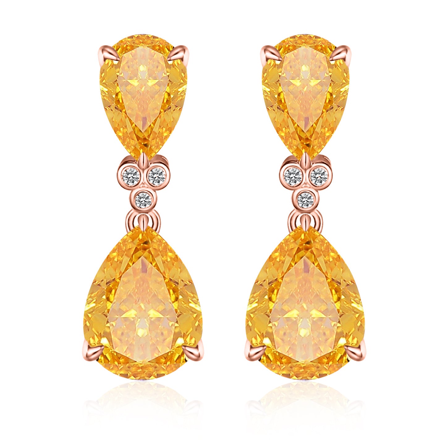 Divina Pear Citrine Diamond Drop Earrings