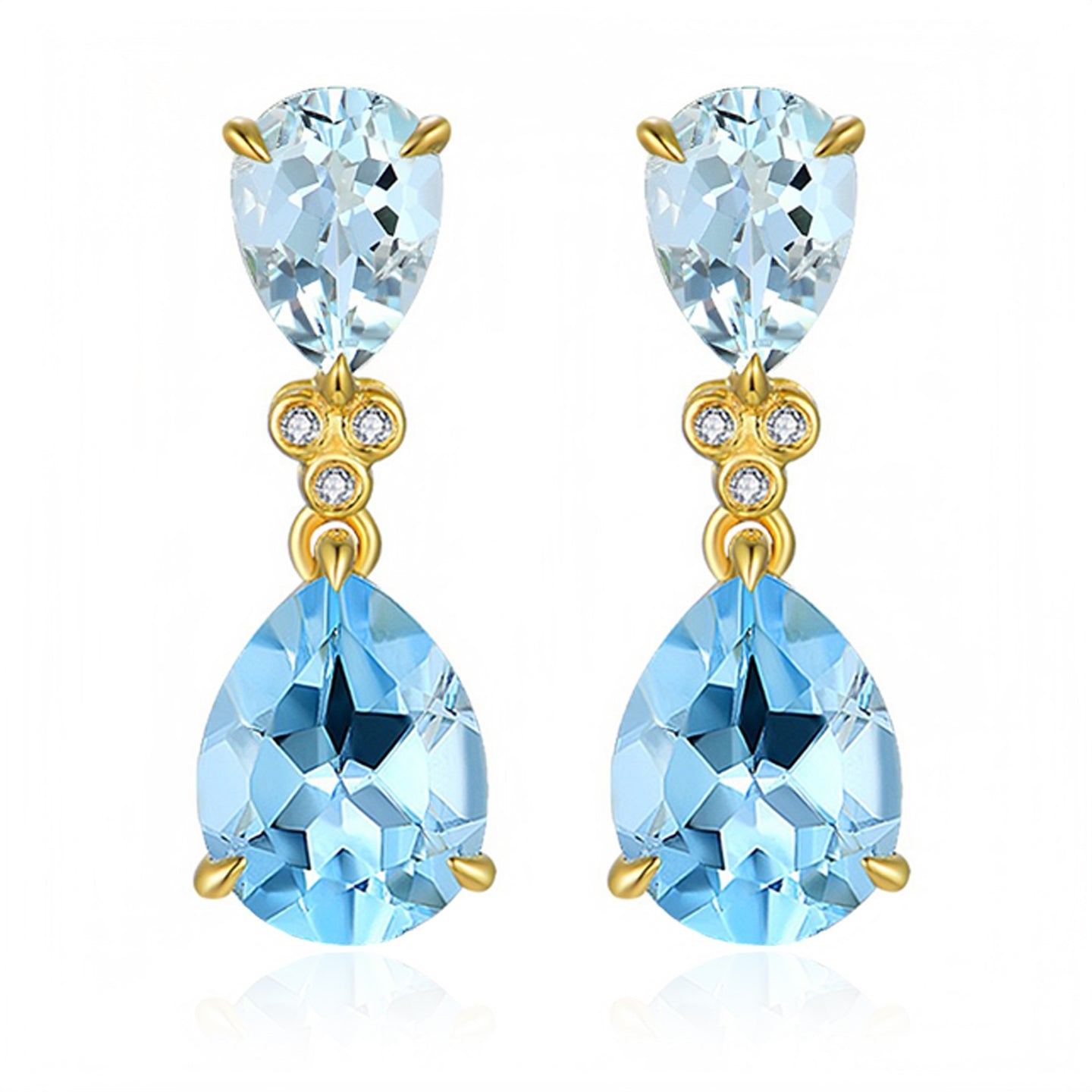Divina Pear Aquamarine Topaz Diamond Baroque Pearl Convertible Drop Earrings
