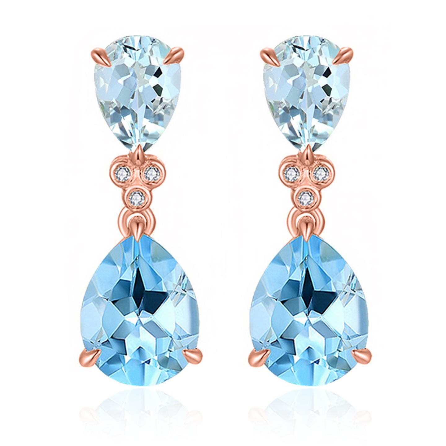 Divina Pear Aquamarine Topaz Diamond Drop Earrings
