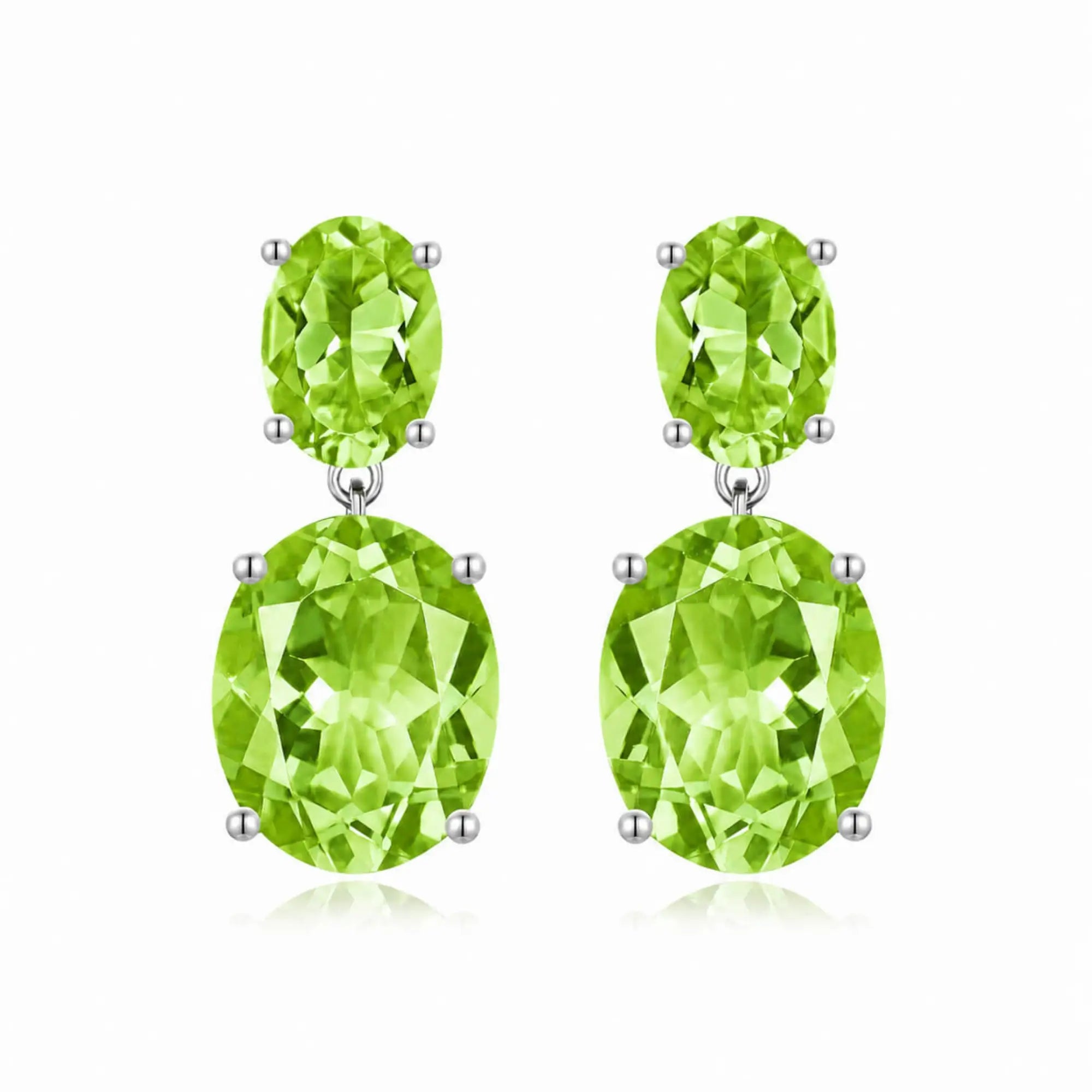 kai fine jewelry Duet Natural Oval Peridot Drop Earrings in 14k white gold