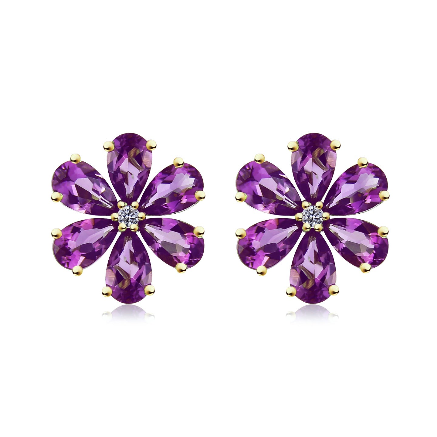 Flora Blossom Amethyst Diamond Earrings