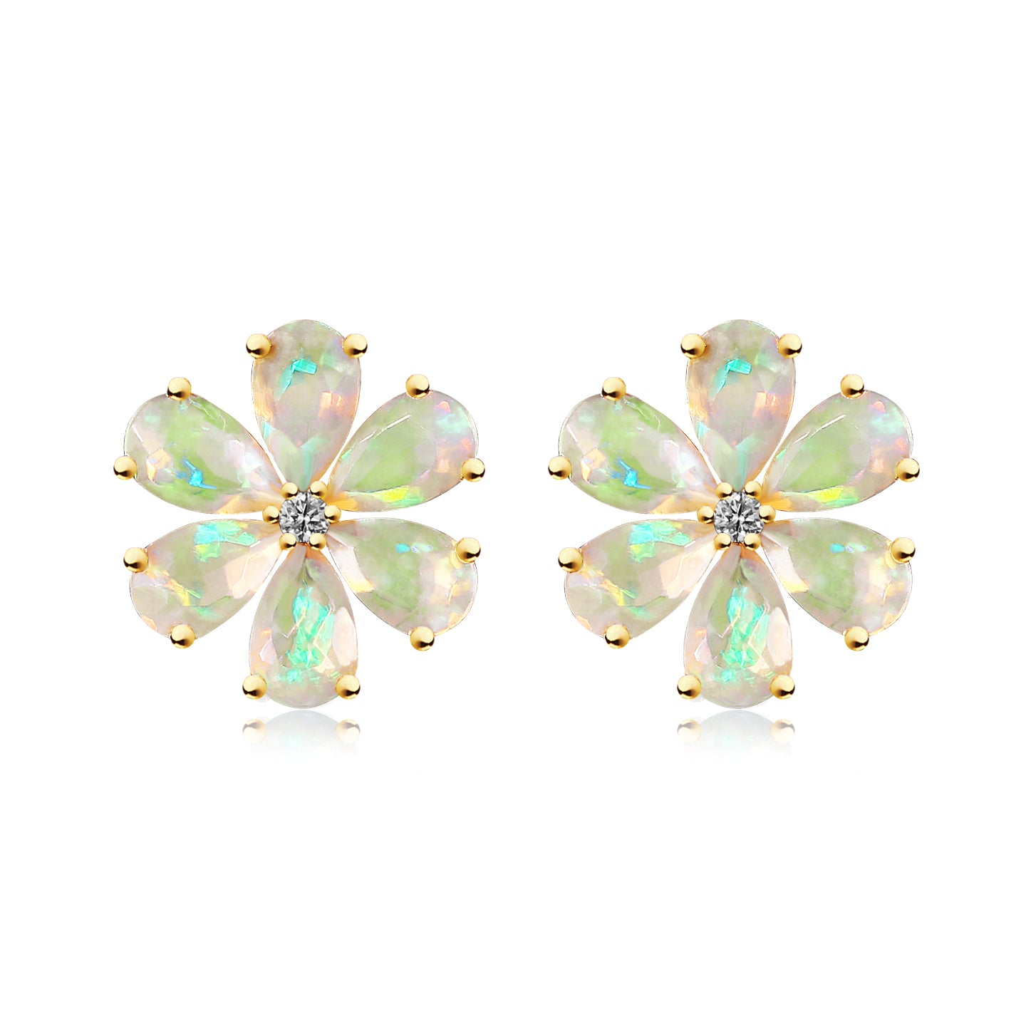 Flora Blossom Opal Diamond Earrings