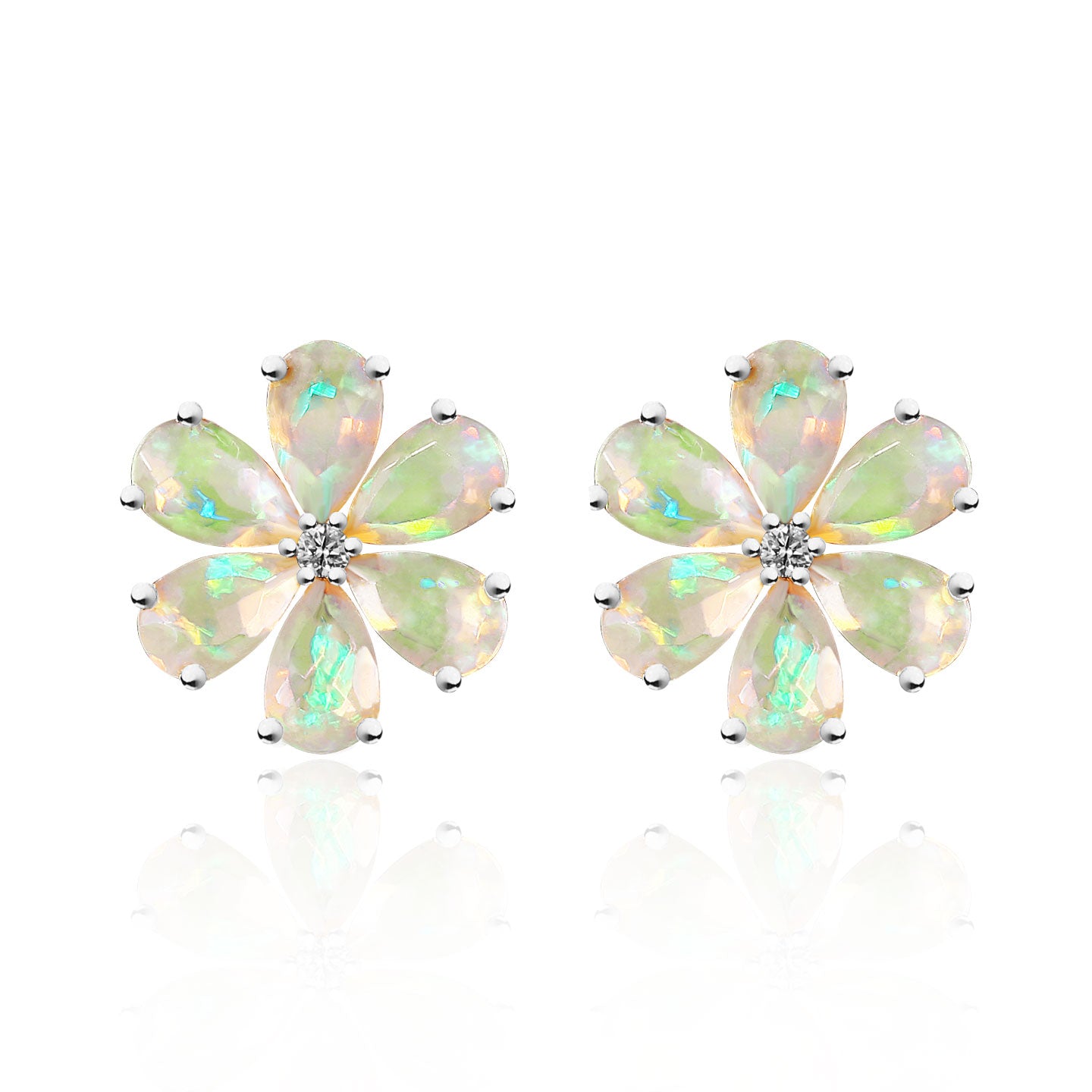 Flora Blossom Opal Diamond Earrings