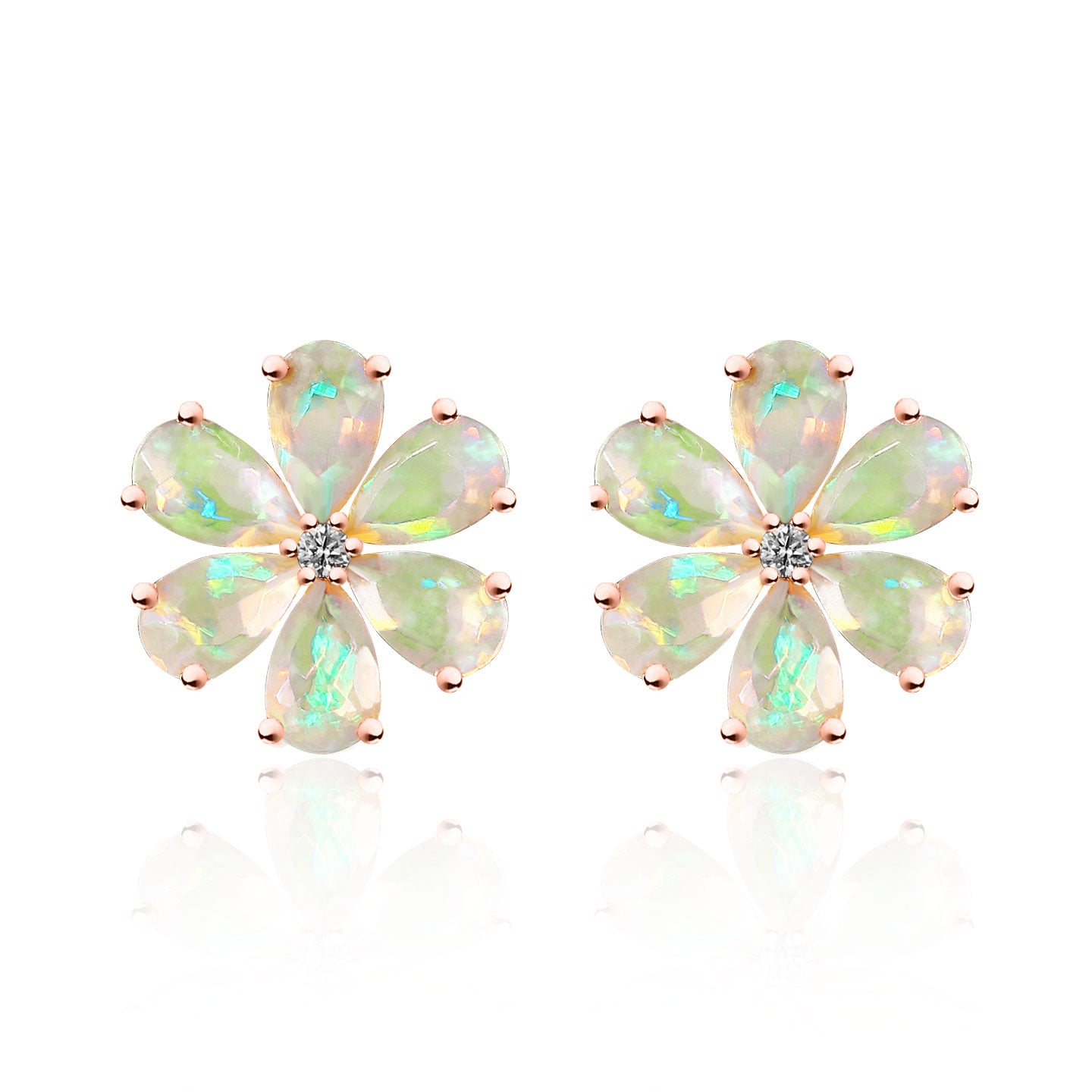 Flora Blossom Opal Diamond Earrings