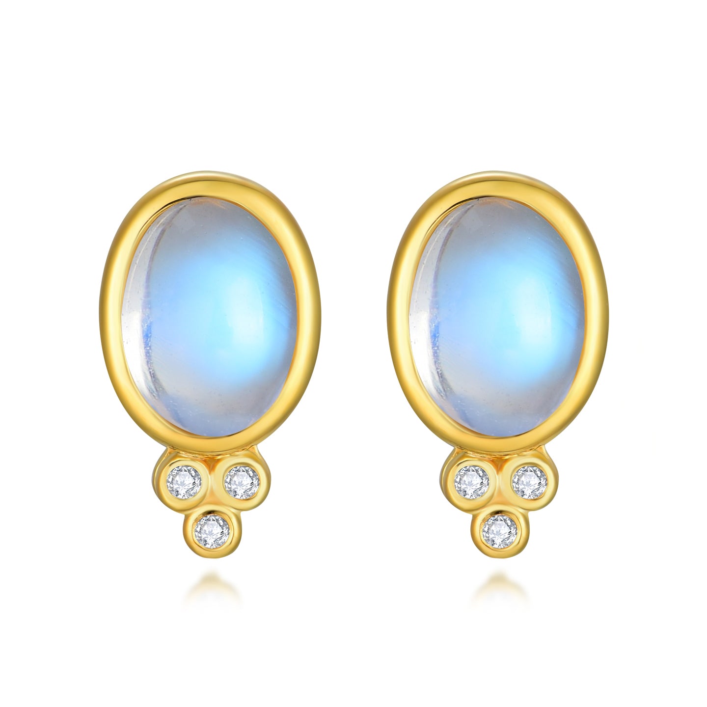 Ayla Oval Moonstone Diamond Earrings