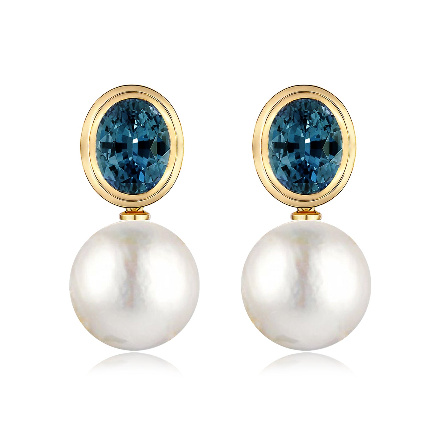 Bella Oval Topaz Pearl Convertible Drop Earrings