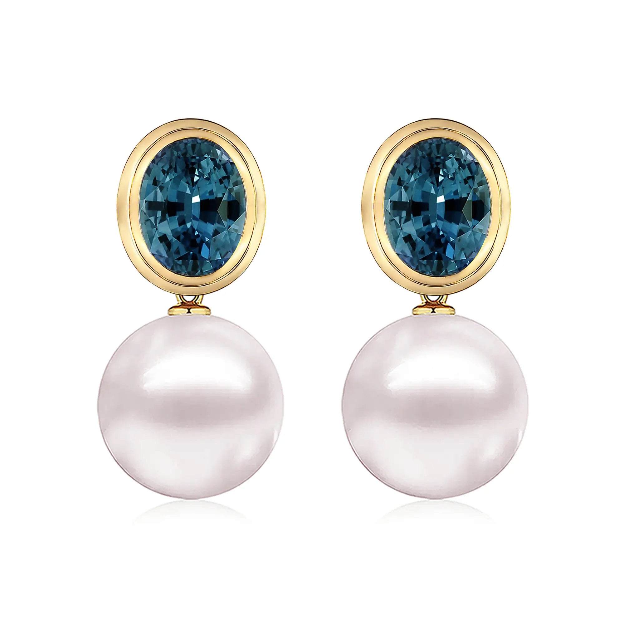 Bella Oval Topaz Pearl Convertible Drop Earrings
