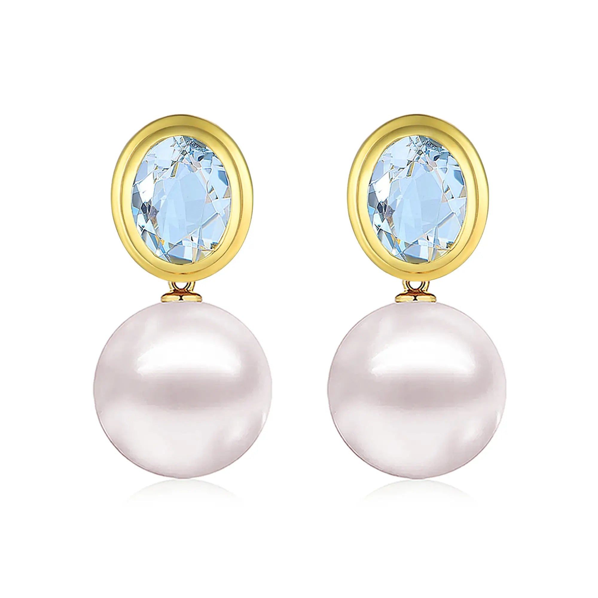 Bella Oval Aquamarine Pearl Convertible Drop Earrings