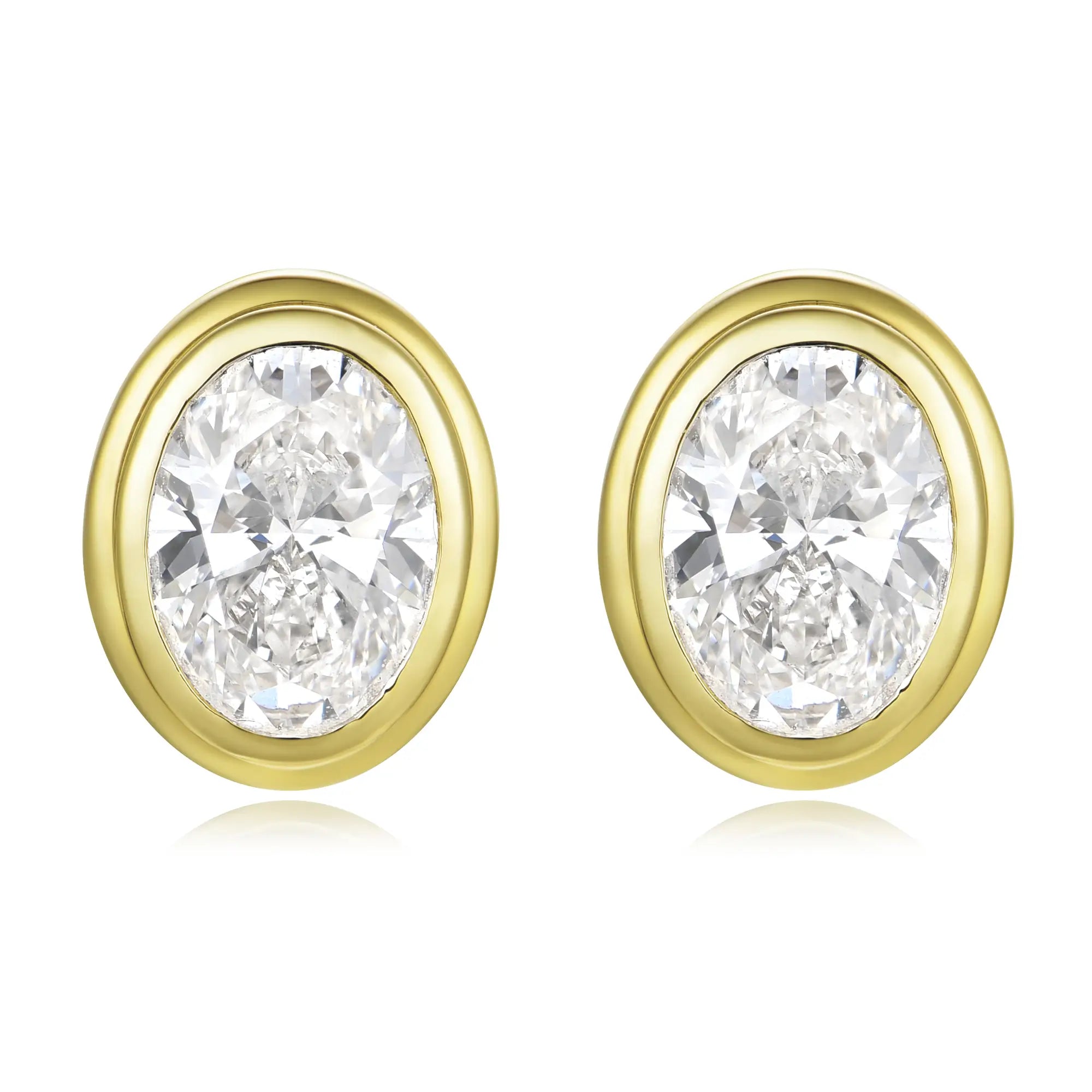 14k yellow gold 4.00ct Oval Lab Grown Diamond Stud Earrings