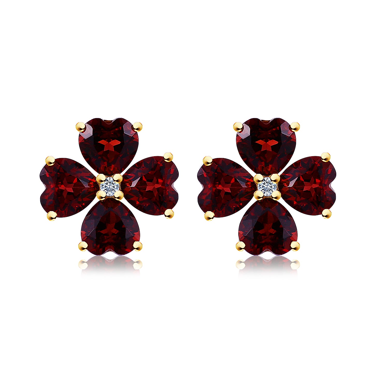 Felicia Garnet Diamond Clover Pearl Convertible Drop Earrings