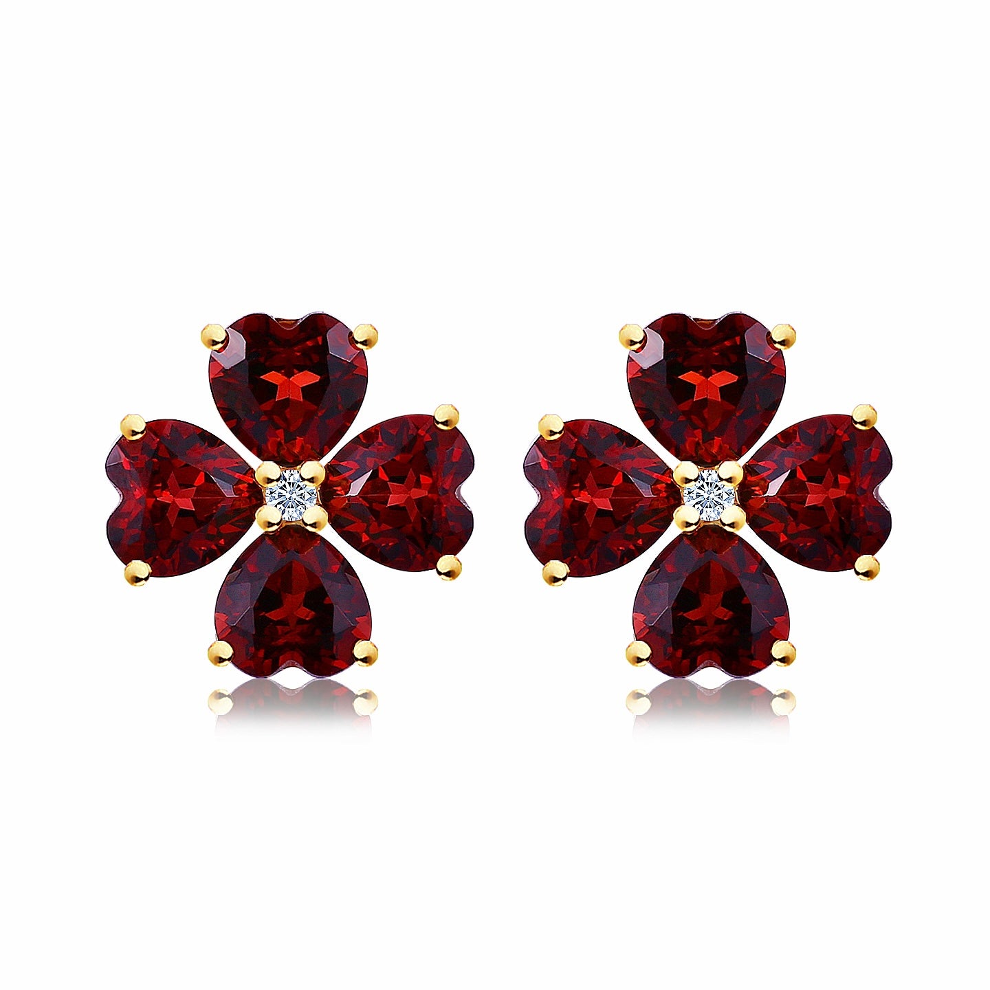 Felicia Garnet Diamond Clover Earrings