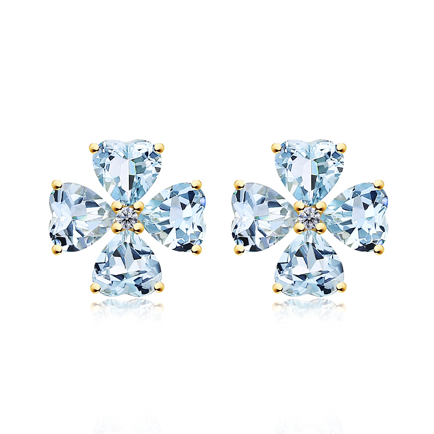 Felicia Aquamarine Diamond Clover Pearl Convertible Drop Earrings