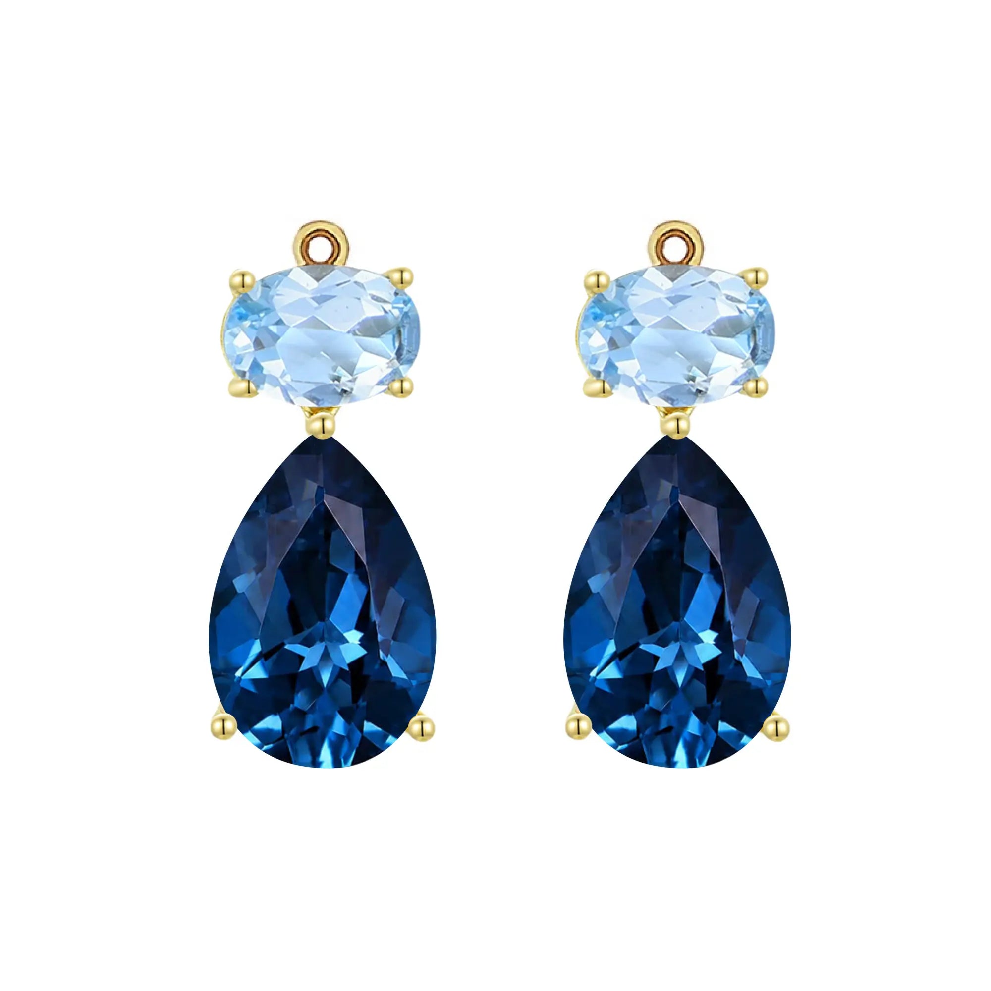 kai fine jewelry Gemfusion Natural Aquamarine and London Blue Topaz Enhancers in 14k yellow gold