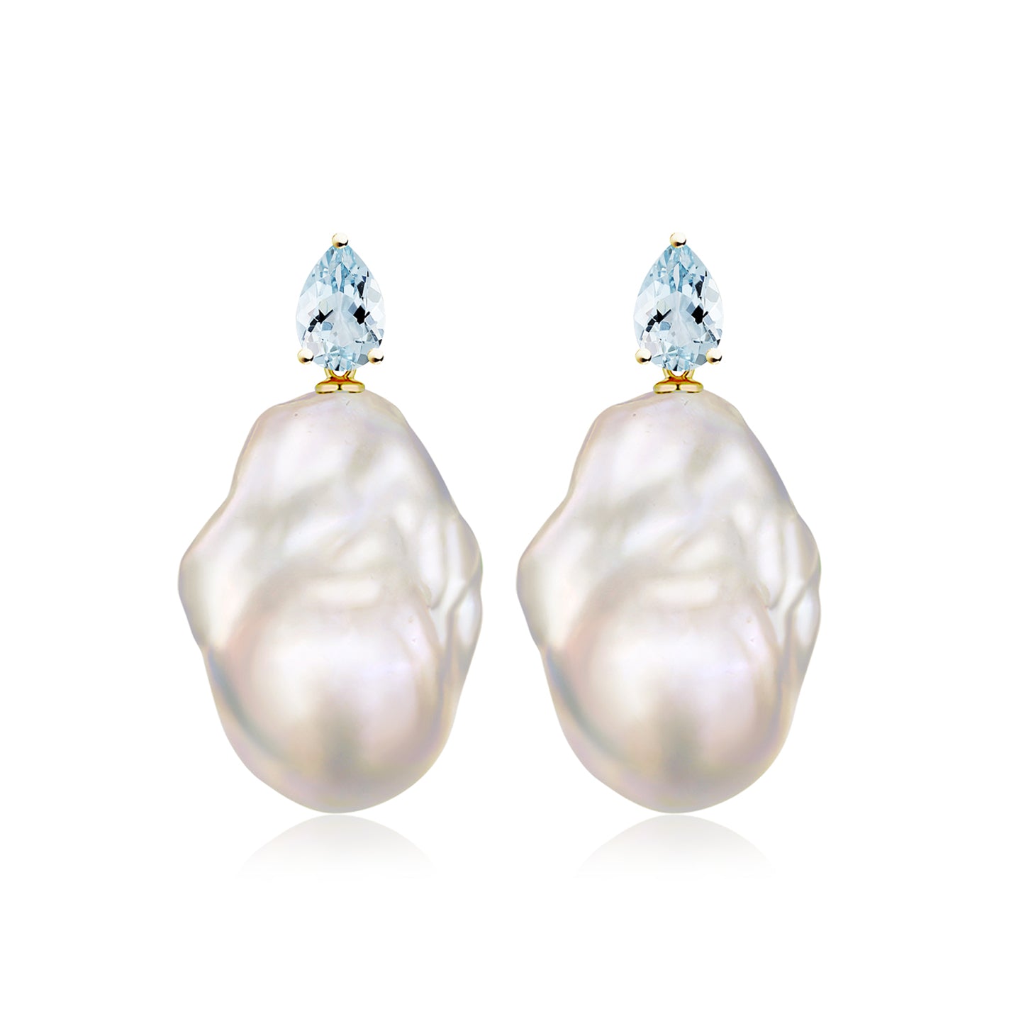 Venus Tears Aquamarine Baroque Pearl Convertible Drop Earrings