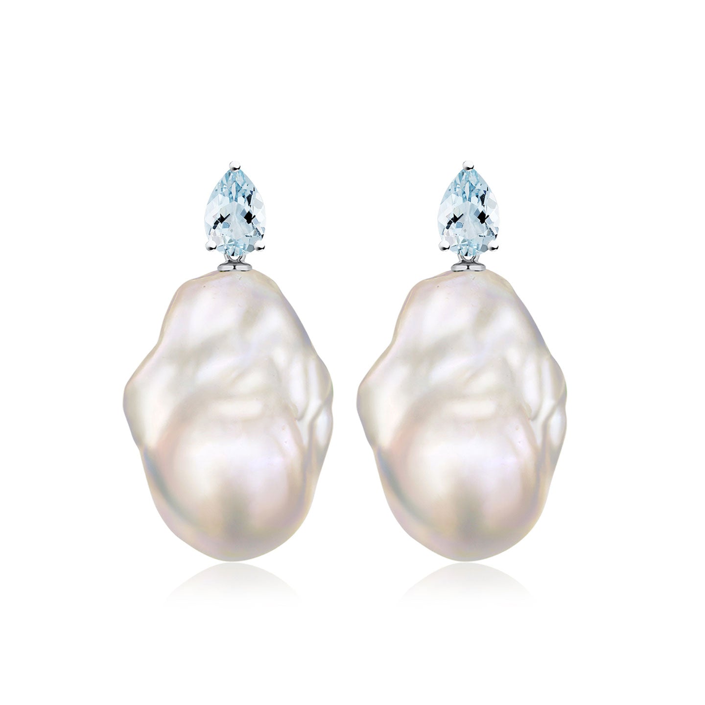 Venus Tears Aquamarine Baroque Pearl Convertible Drop Earrings