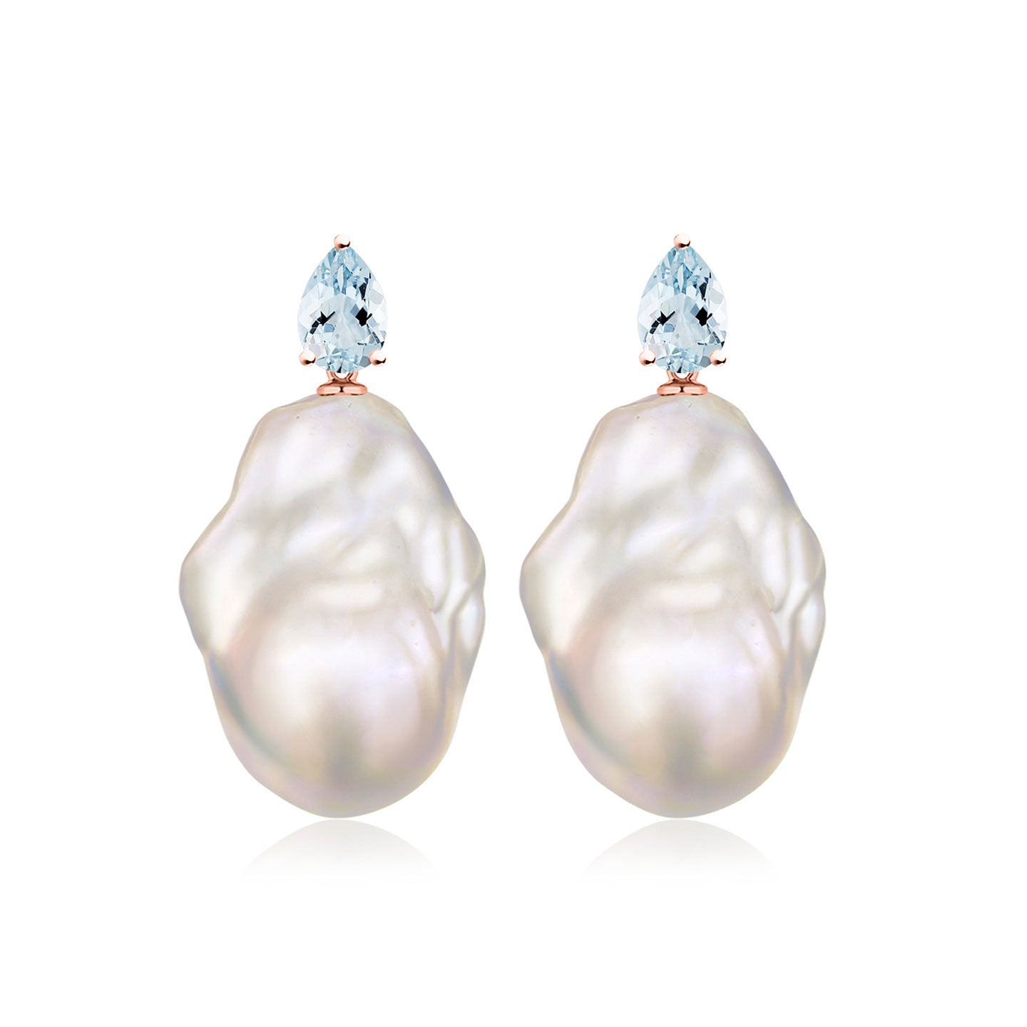Venus Tears Aquamarine Baroque Pearl Convertible Drop Earrings