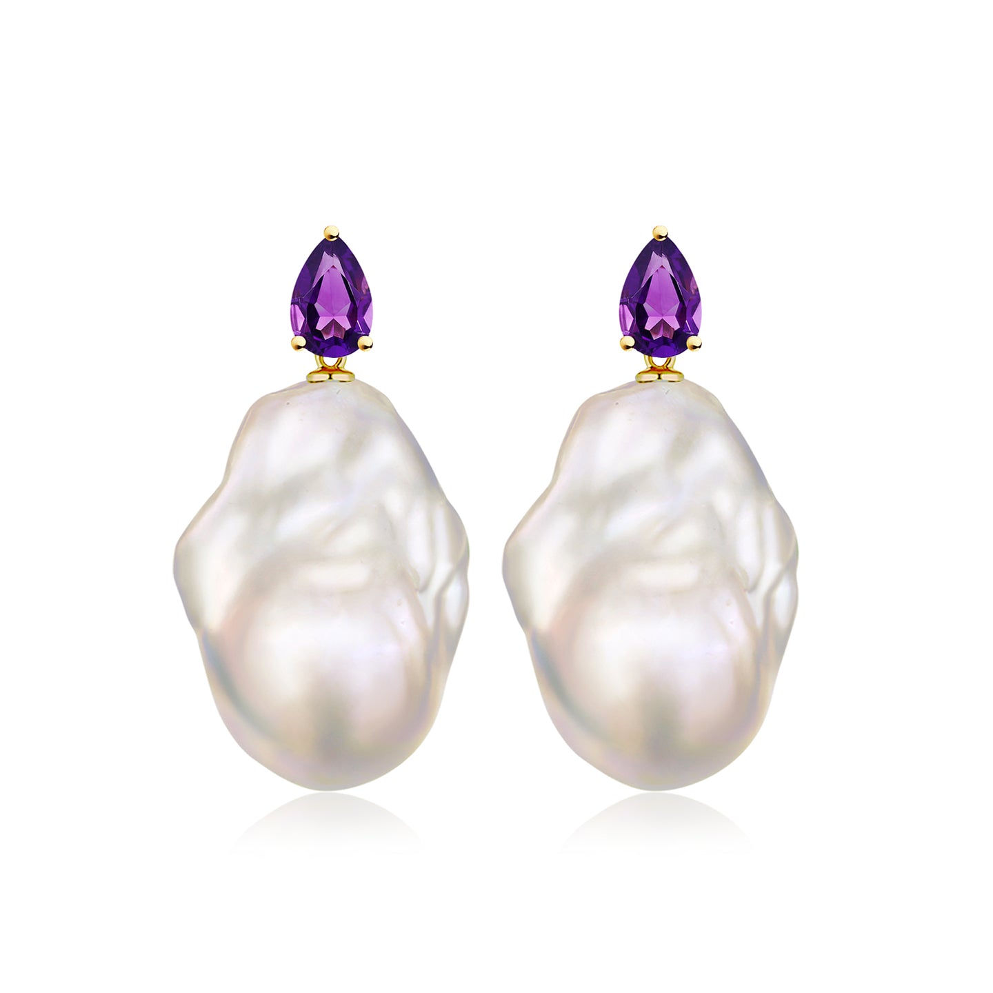 Venus Tears Amethyst Baroque Pearl Convertible Drop Earrings