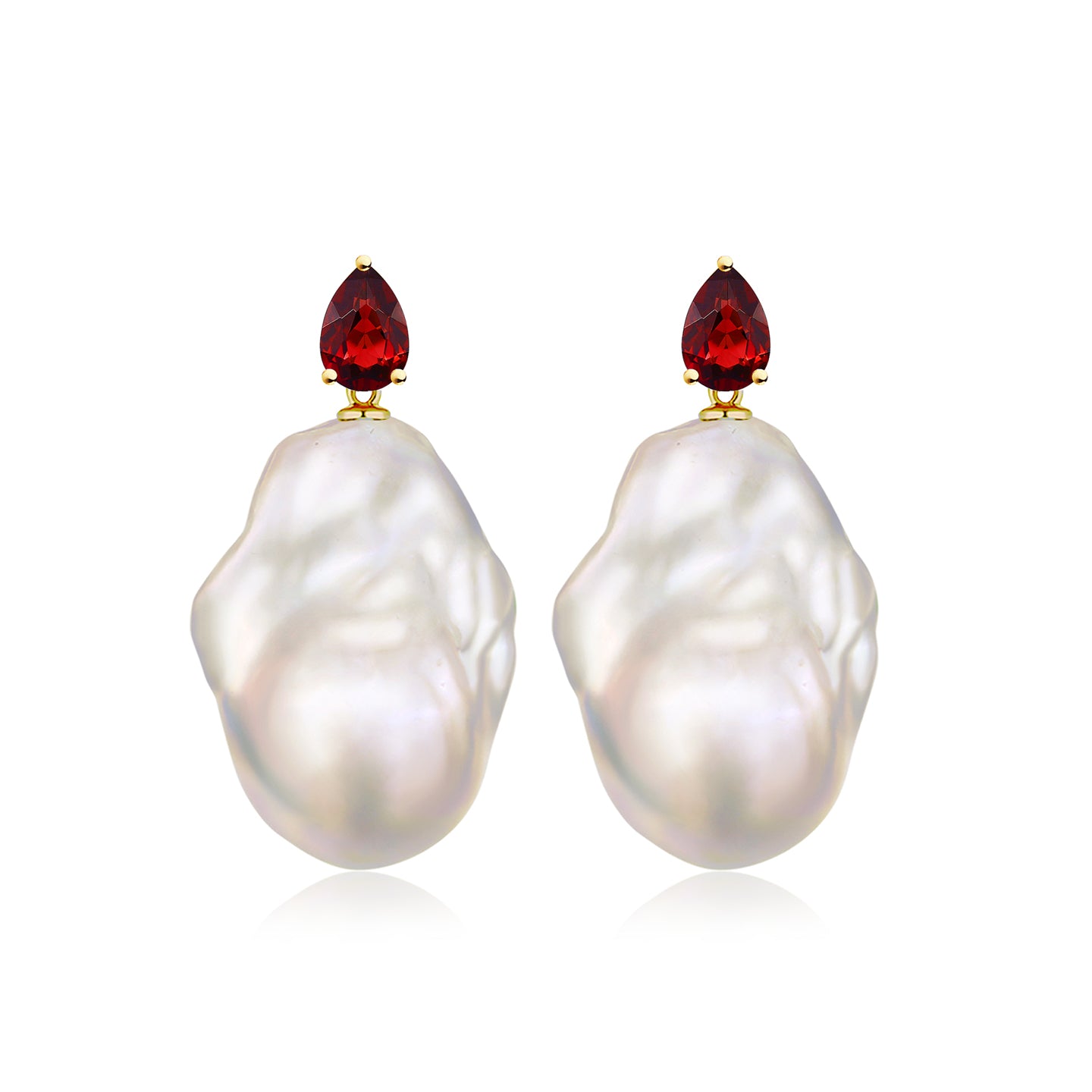 Venus Tears Garnet Baroque Pearl Convertible Drop Earrings