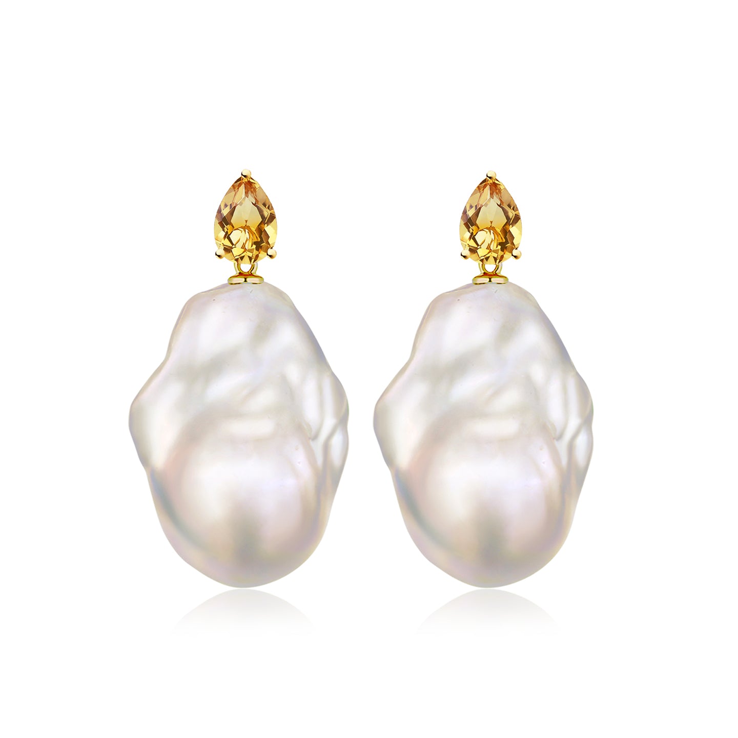 Venus Tears Citrine Baroque Pearl Convertible Drop Earrings
