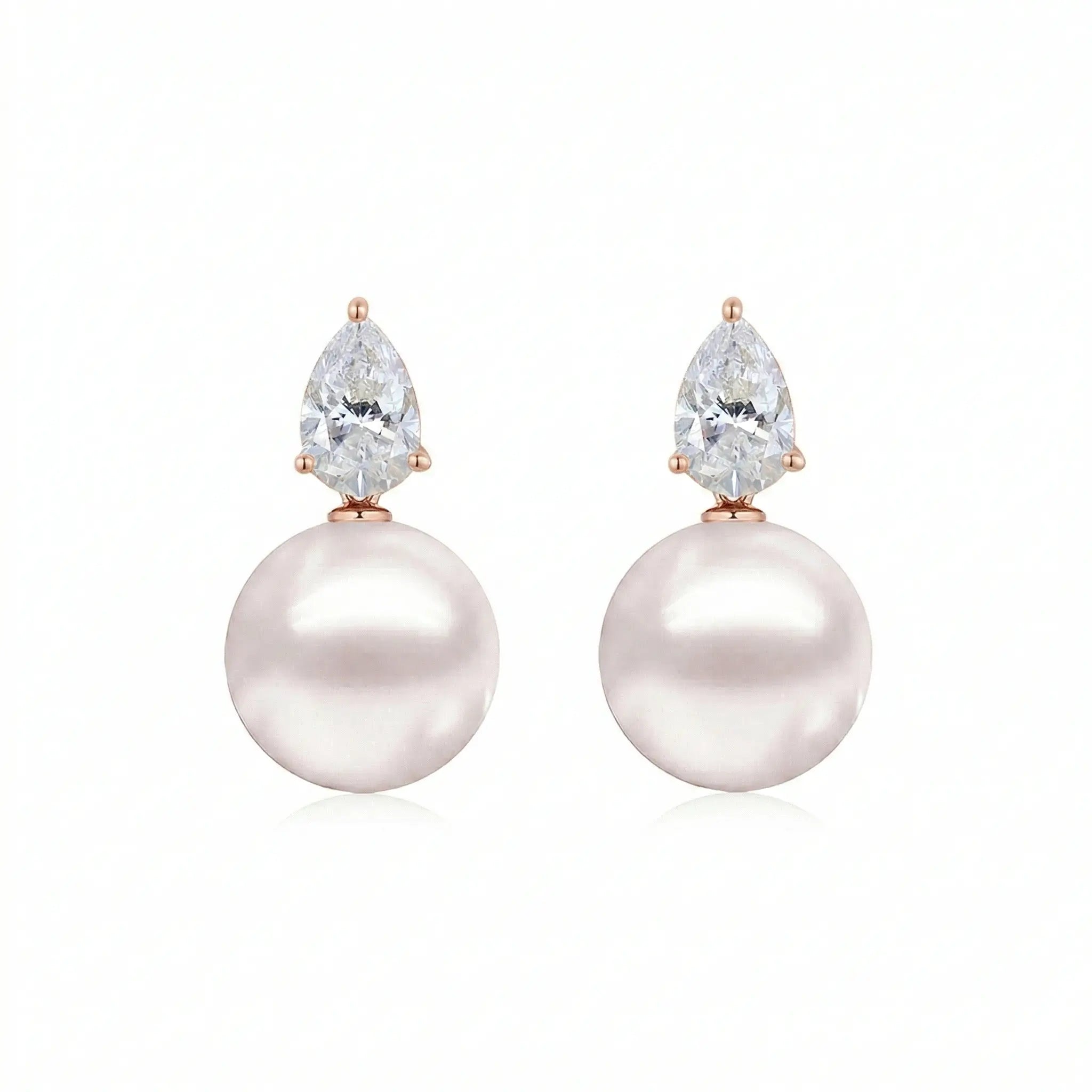 Venus Tears Lab Grown Diamond 8-9mm Pearl Convertible Drop Earrings 14k rose gold