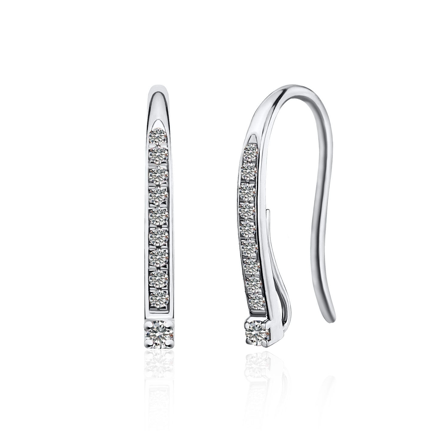 Natural Diamond Convertible Hook Earrings 14k White Gold