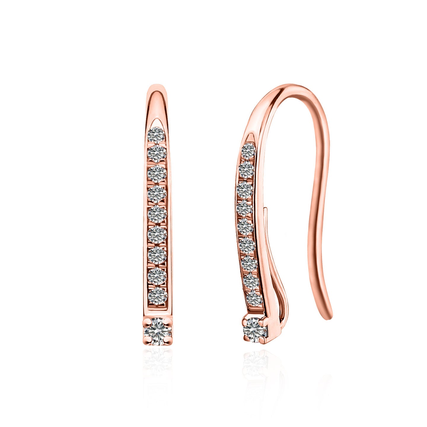 Natural Diamond Convertible Hook Earrings 14k Rose Gold