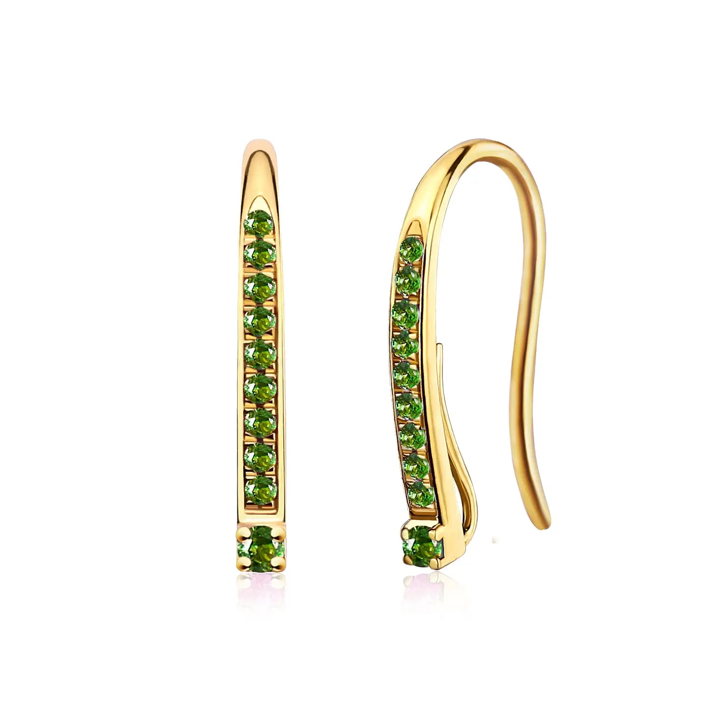14k solid gold Tsavorite Drop Earrings